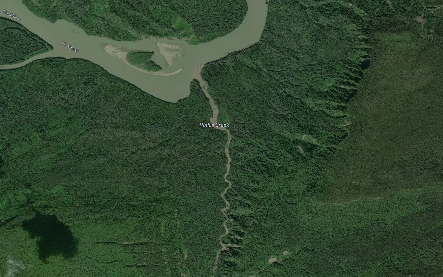 Satellite map of the Ruthie Creek