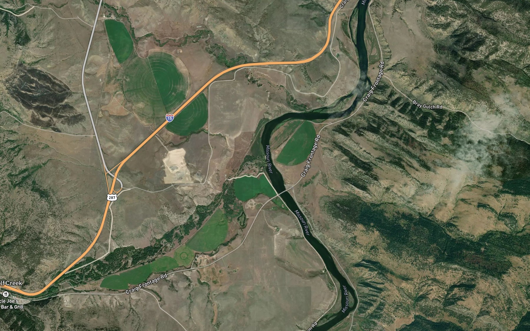 Satellite map of the Little Prickly Pear Creek