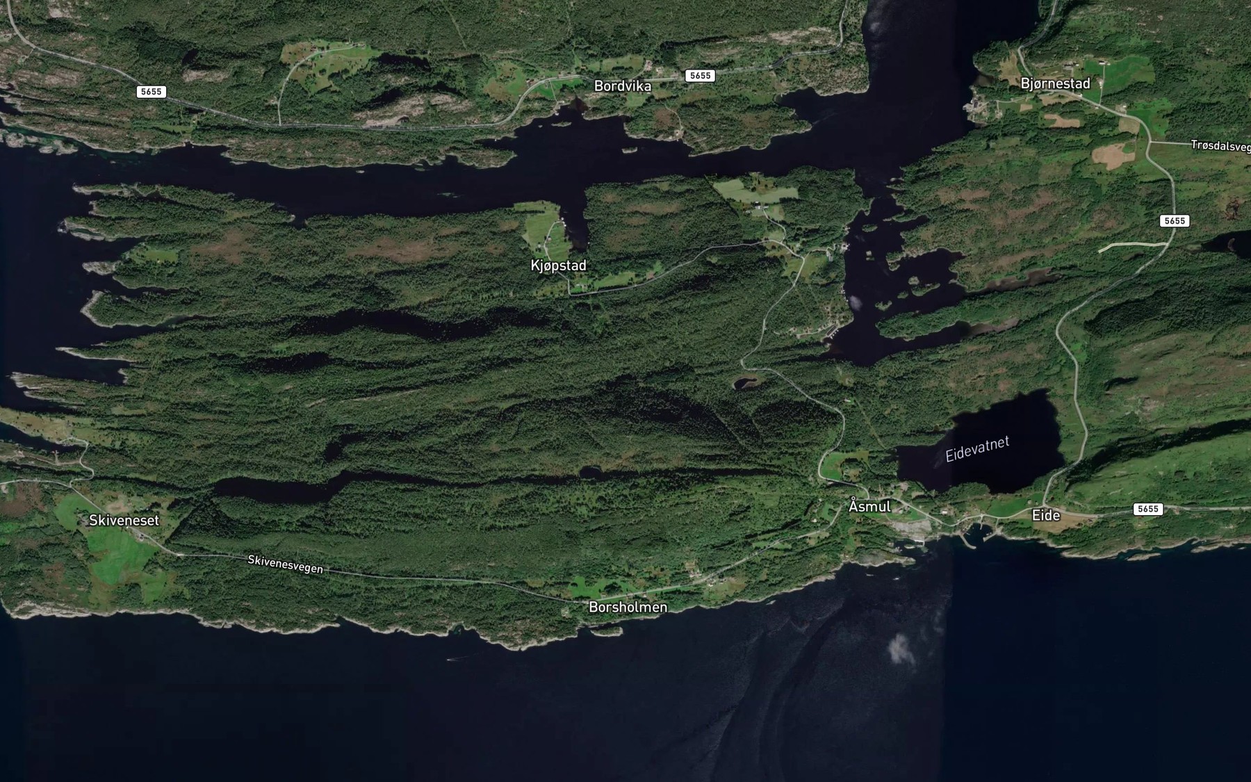 Satellite map of the Sandalselva