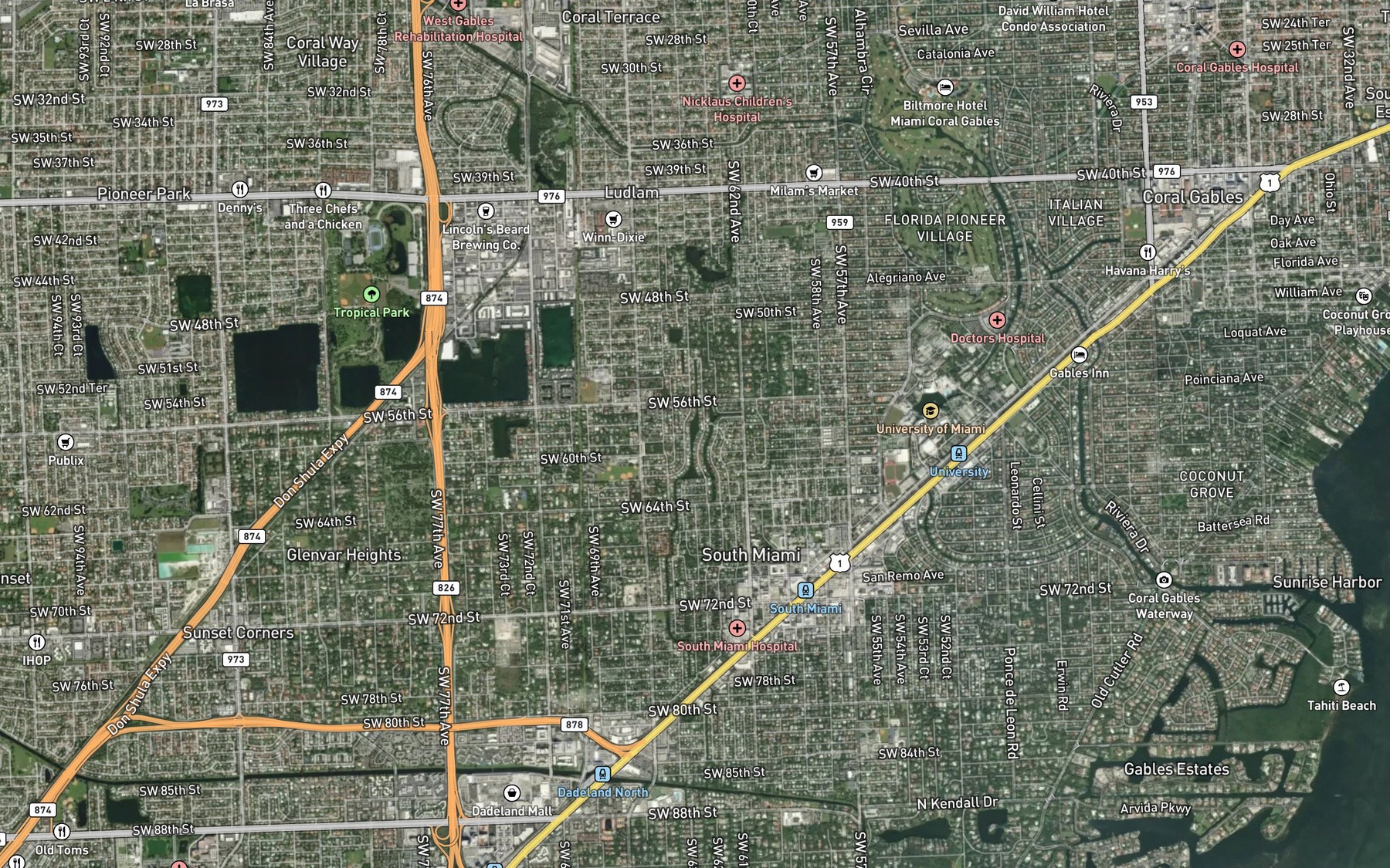 Satellite map of the Twin Lakes Canal