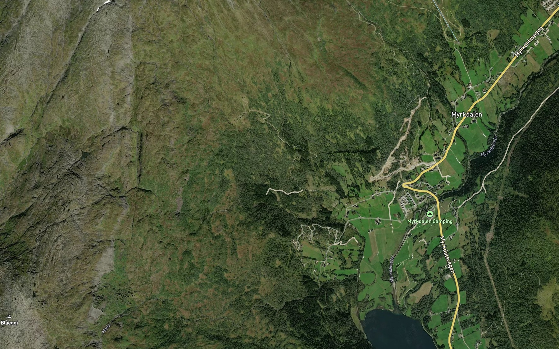 Satellite map of the Skakkefossen