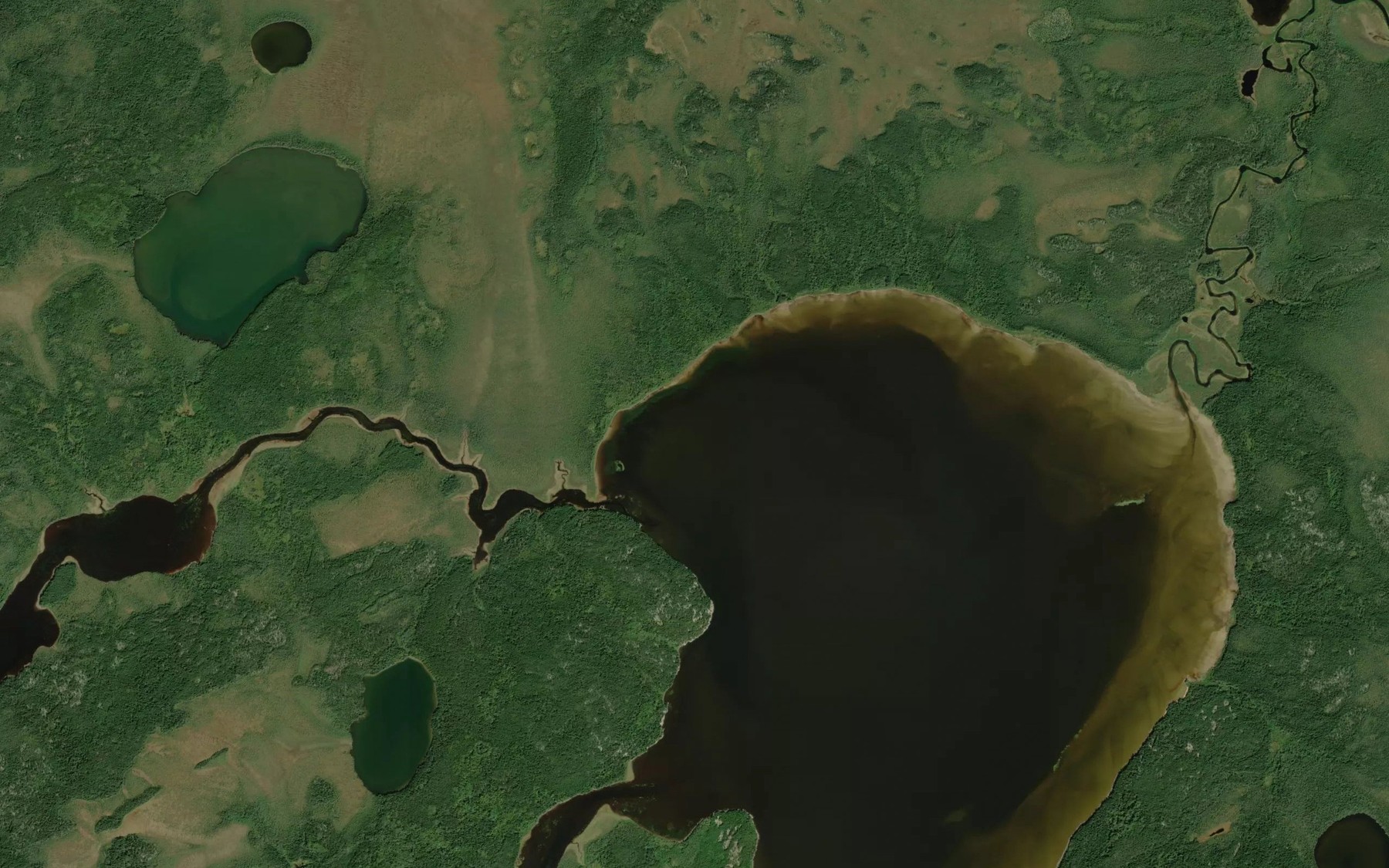 Satellite map of the Obustiga Creek
