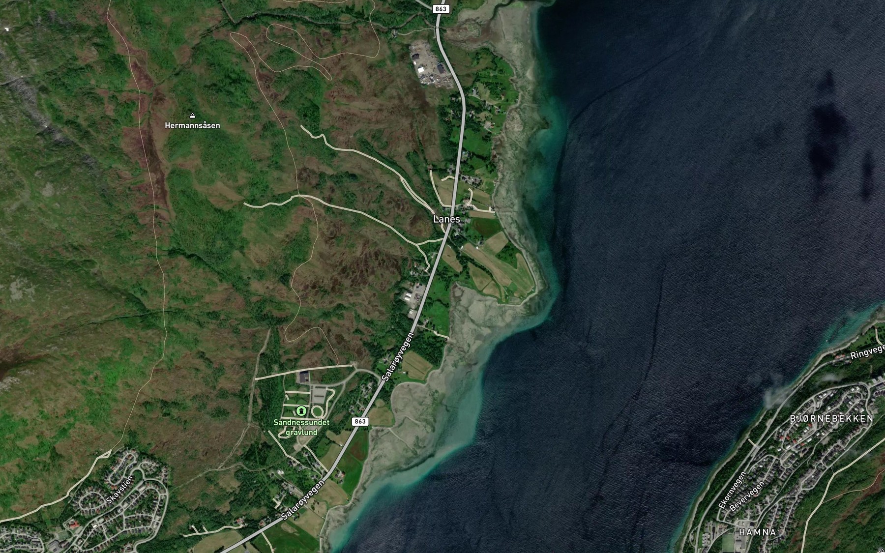 Satellite map of the Bukteelva