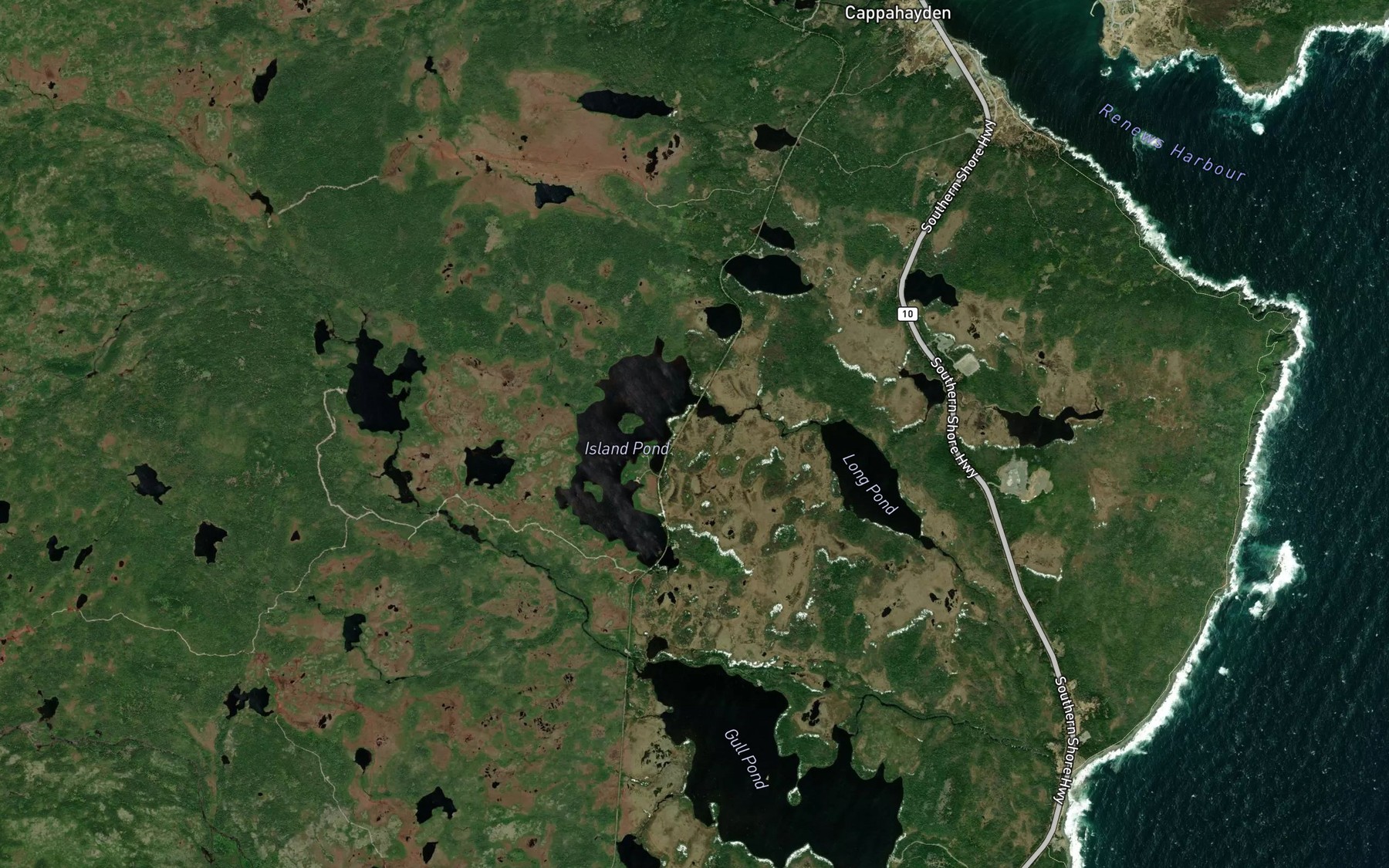 Satellite map of the Island Pond