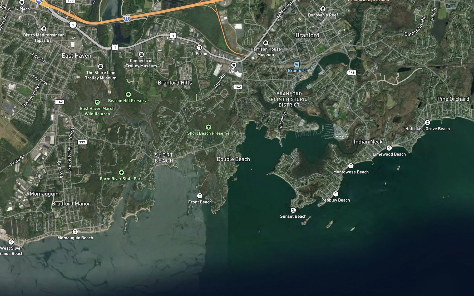 Satellite map of the Lamphier Cove