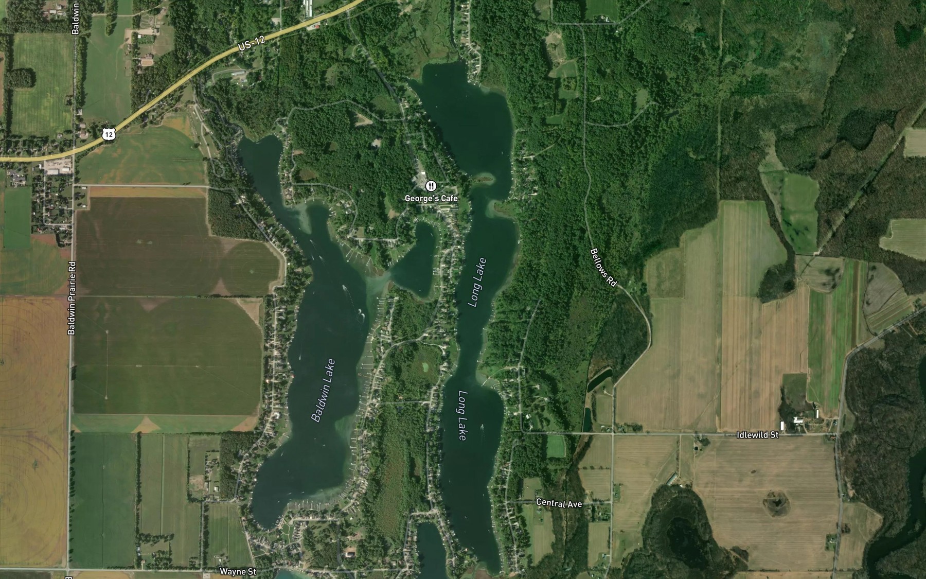Satellite map of the Long Lake
