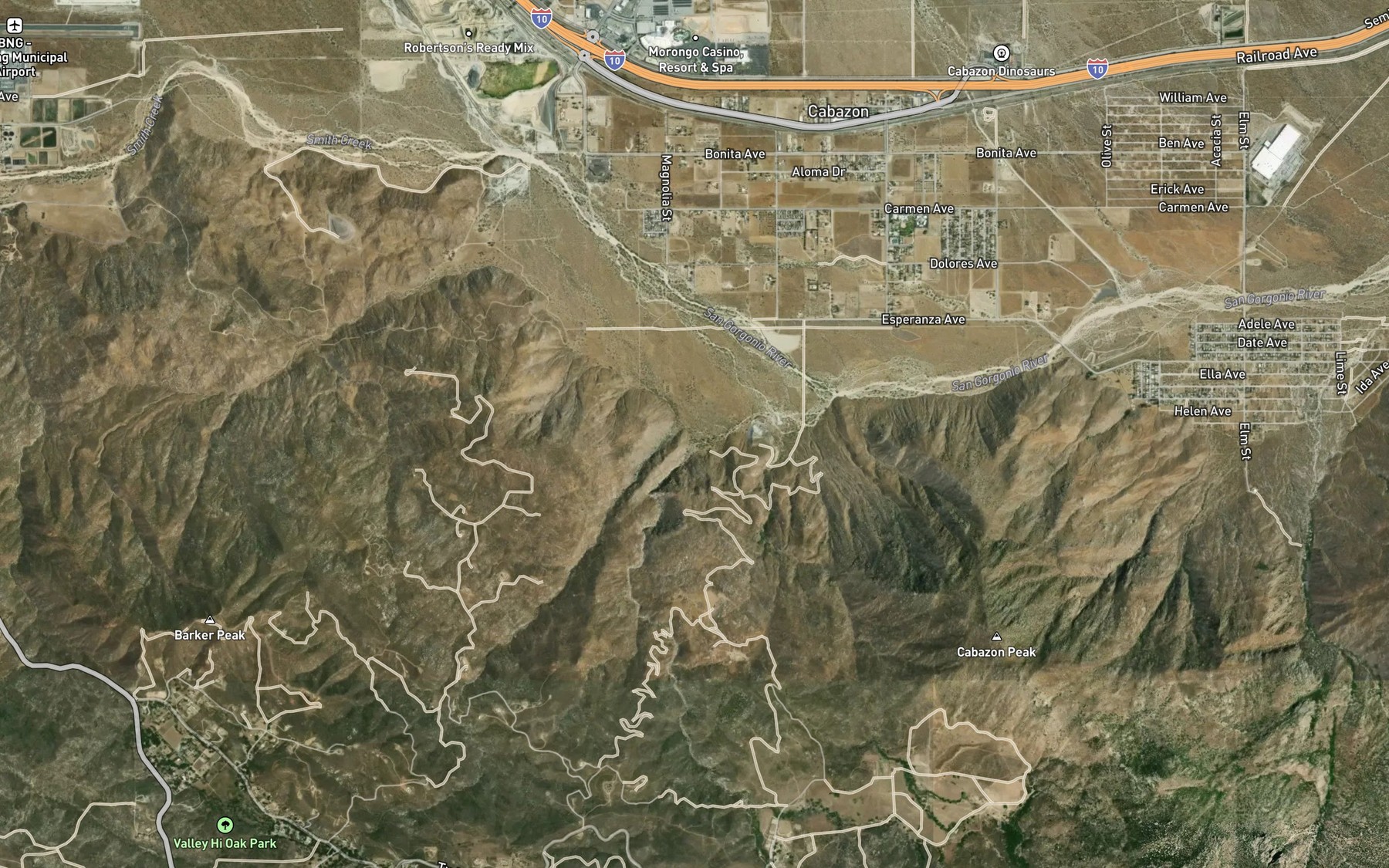 Satellite map of the Twin Pines Creek
