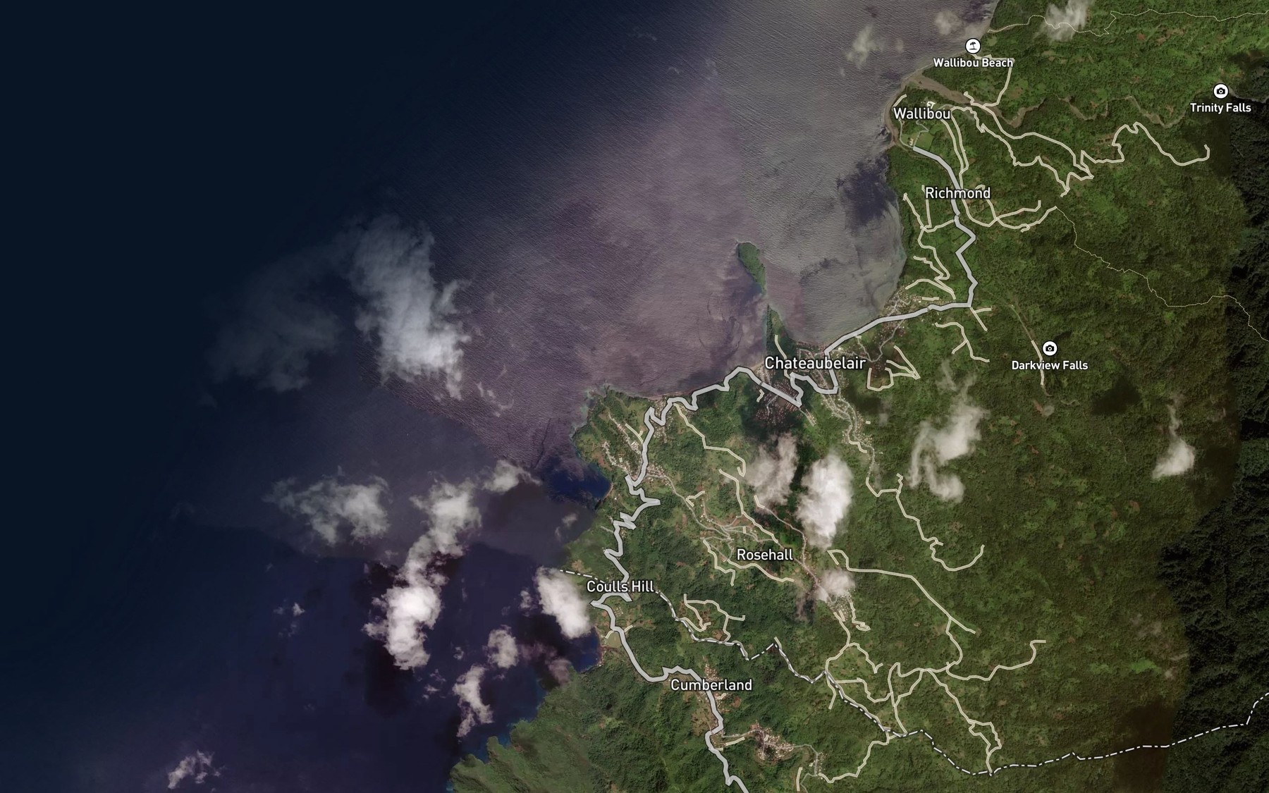 Satellite map of the Rose Bank Bay