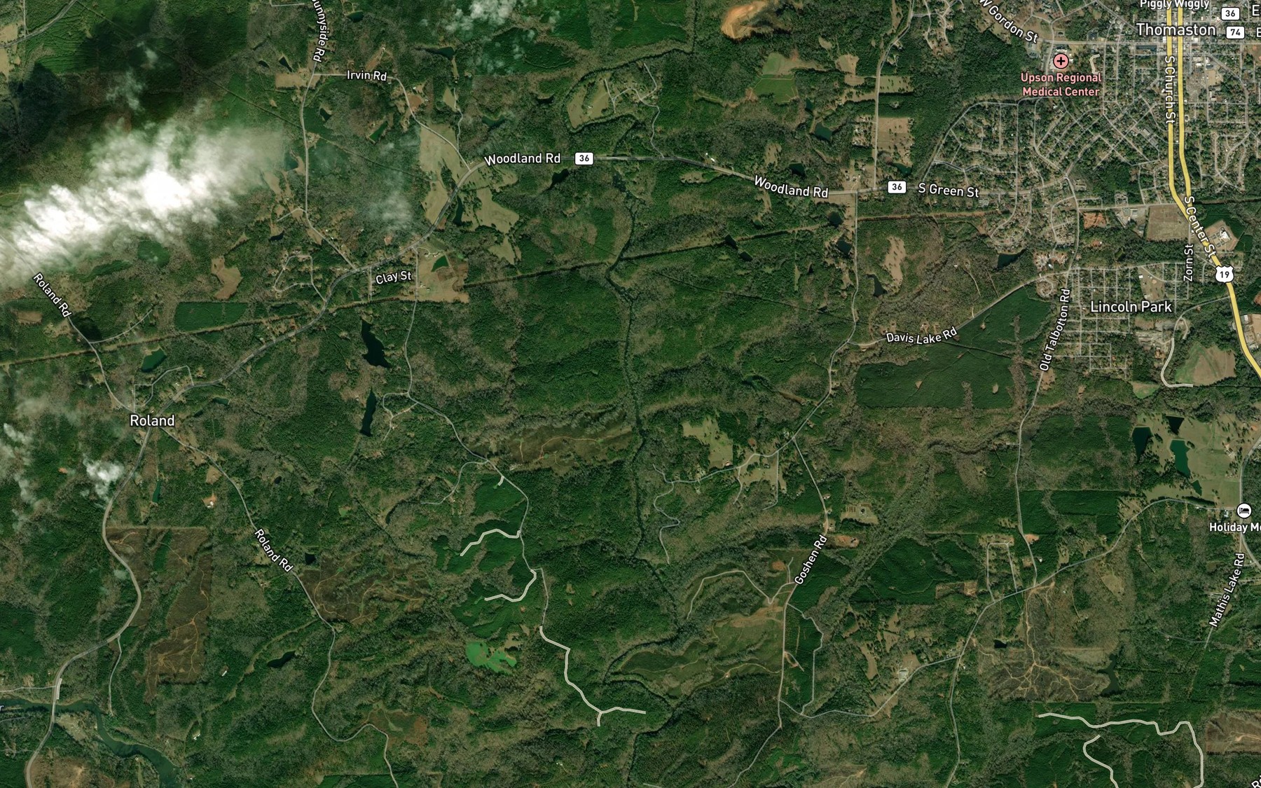 Satellite map of the Irvin Creek