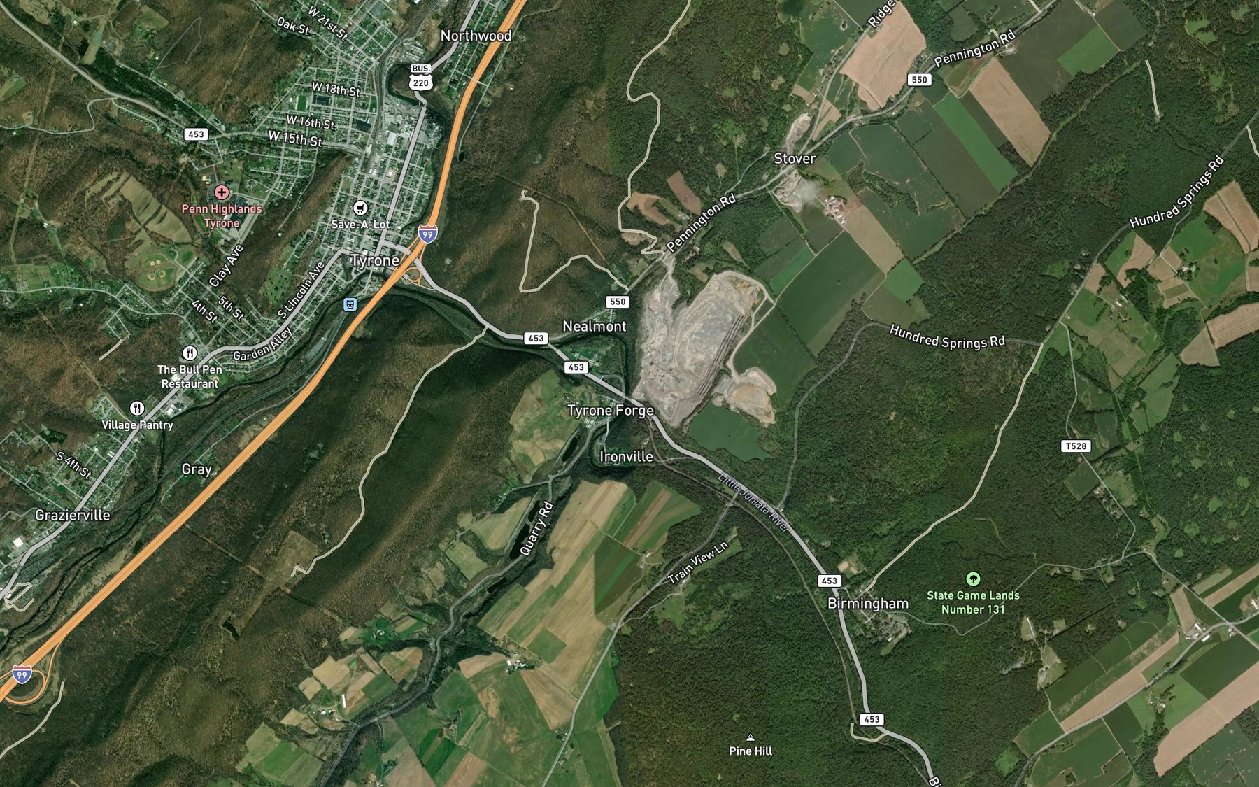 Satellite map of the Logan Spring Run