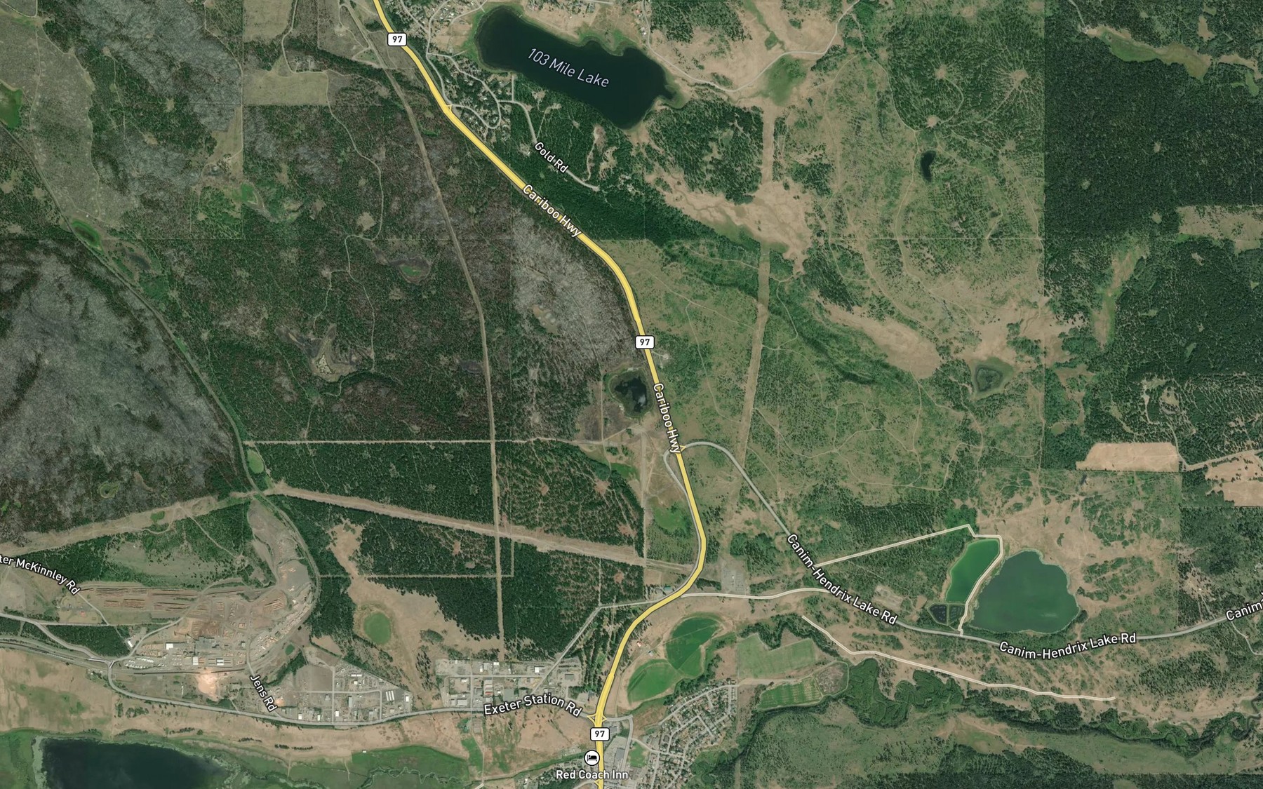 Satellite map of the 101 Mile Lake