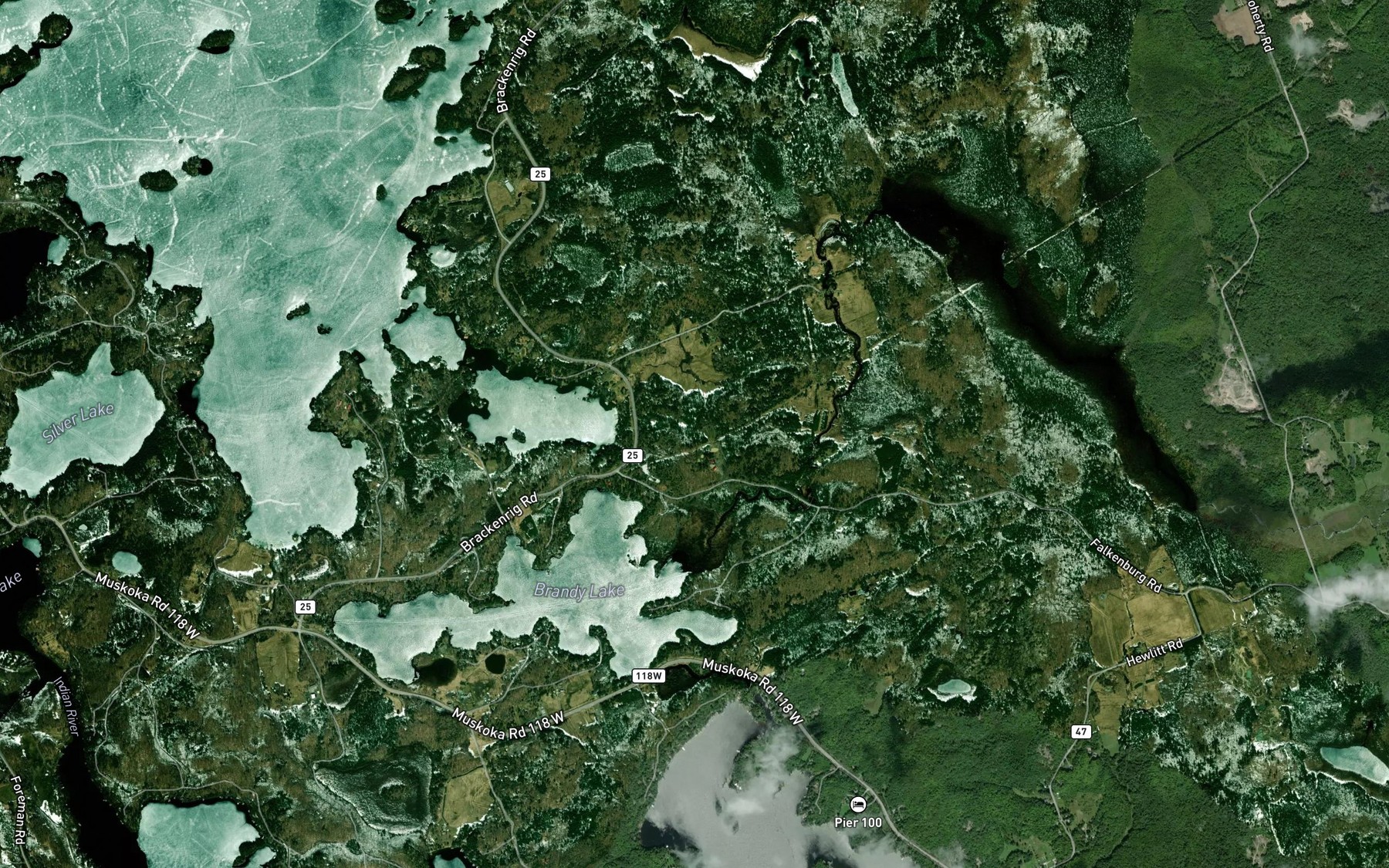 Satellite map of the Brandy Creek
