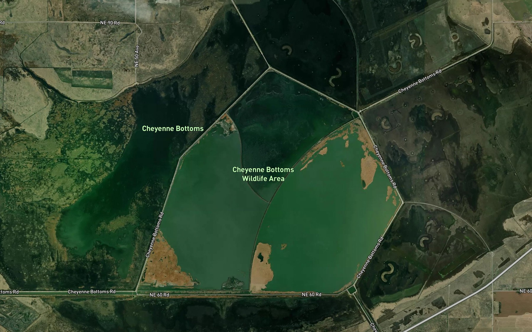 Satellite map of the Cheyenne Bottoms