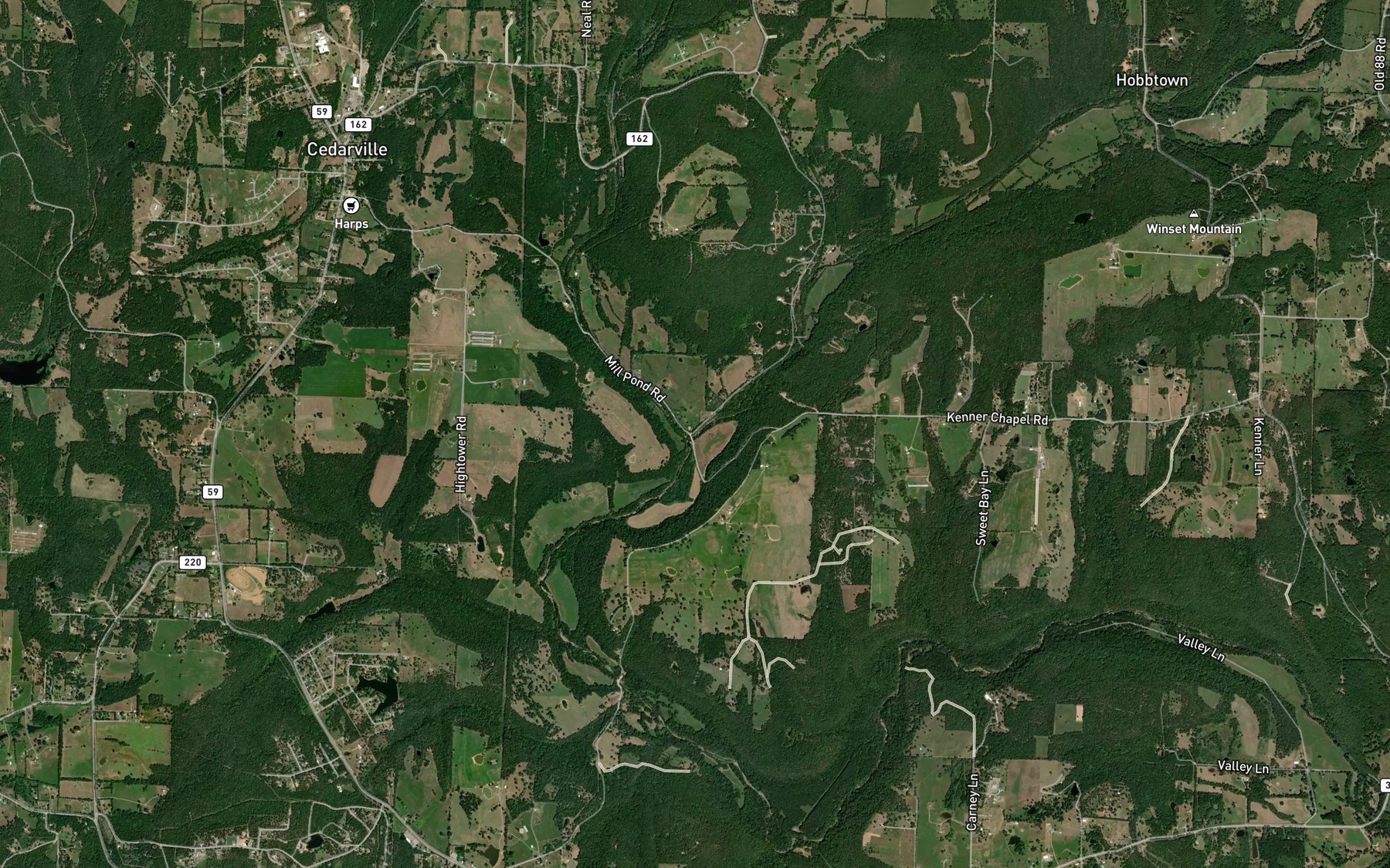 Satellite map of the East Cedar Creek