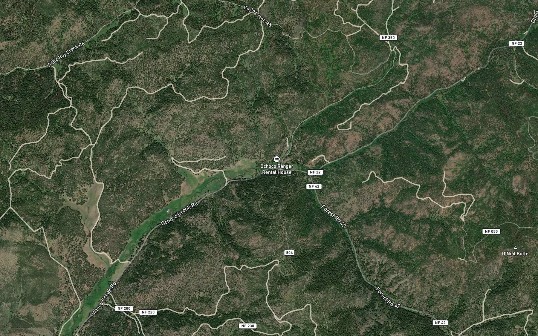 Satellite map of the Metal Creek
