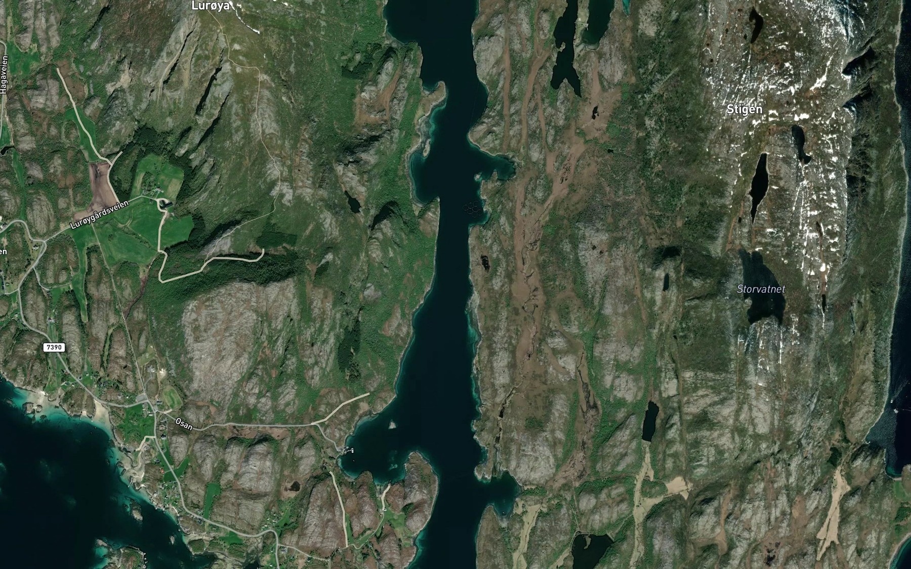 Satellite map of the Luroysundet