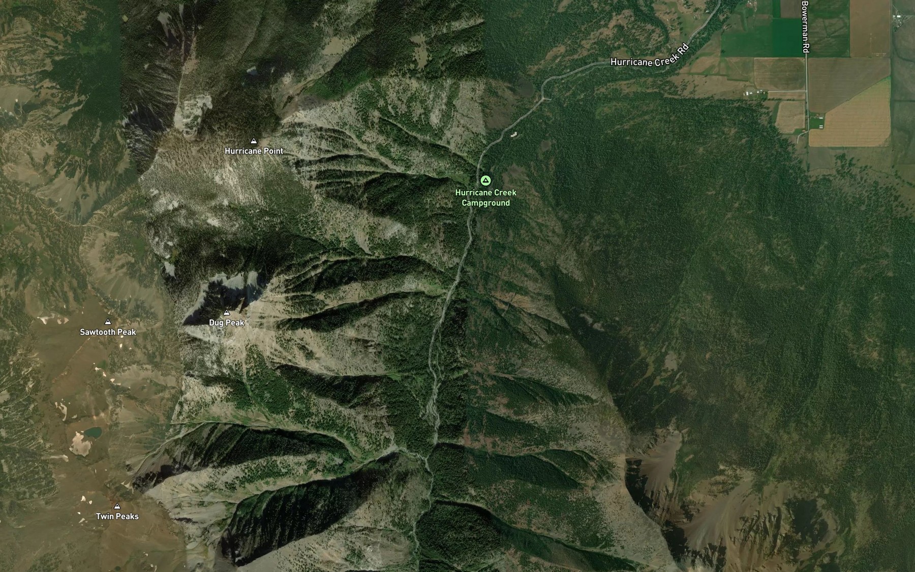 Satellite map of the Little Granite Creek
