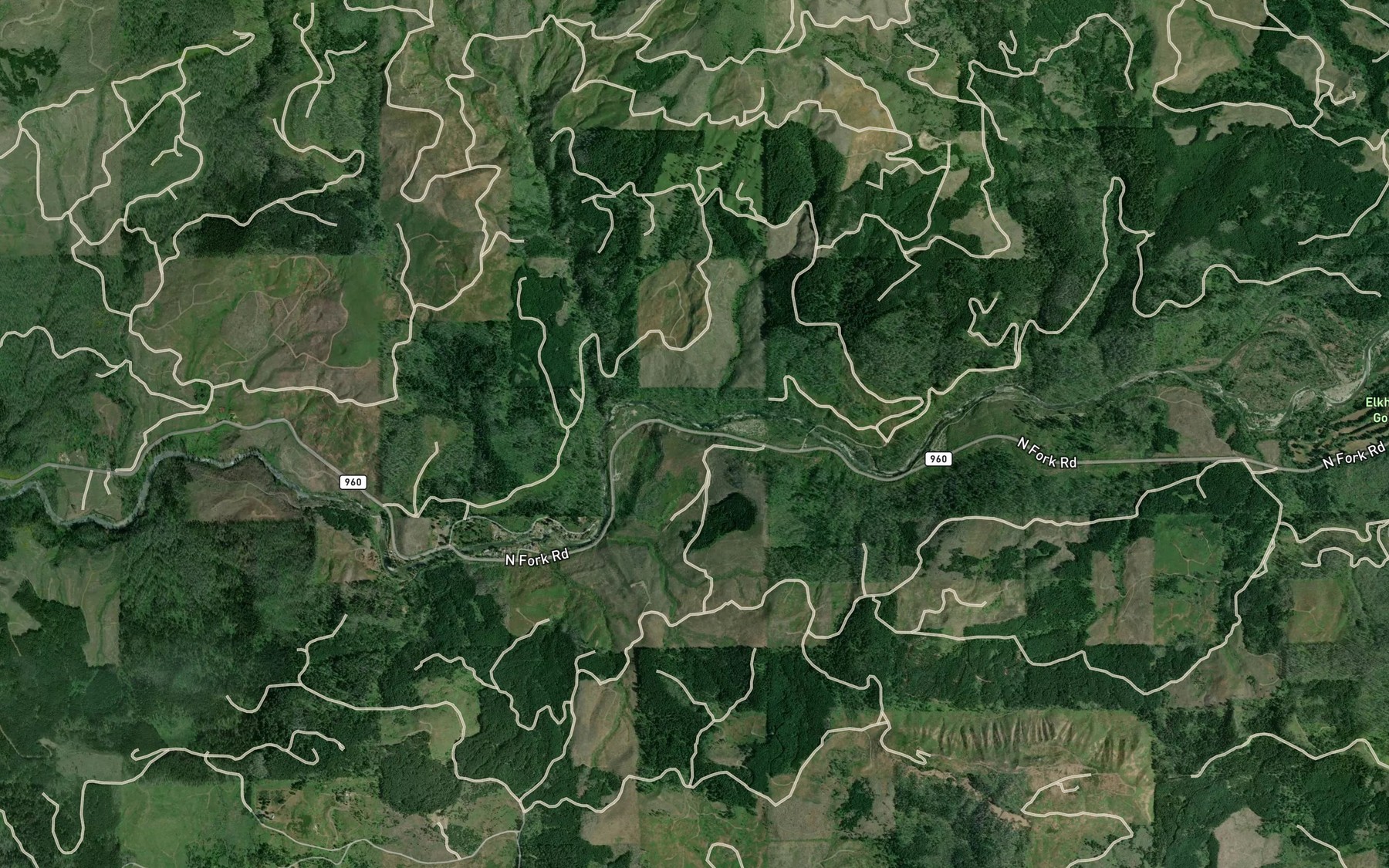 Satellite map of the Bear Creek