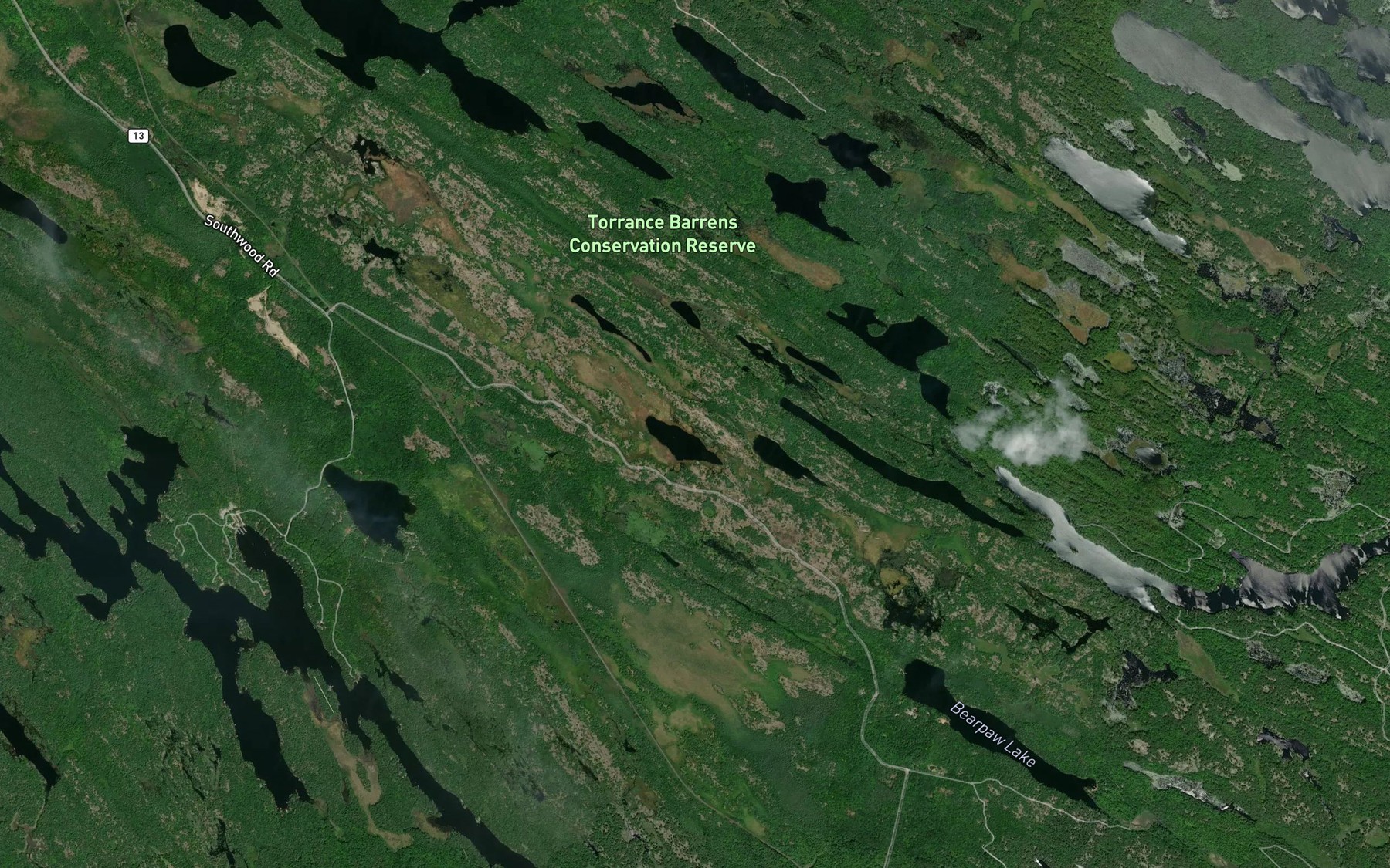 Satellite map of the Highland Pond