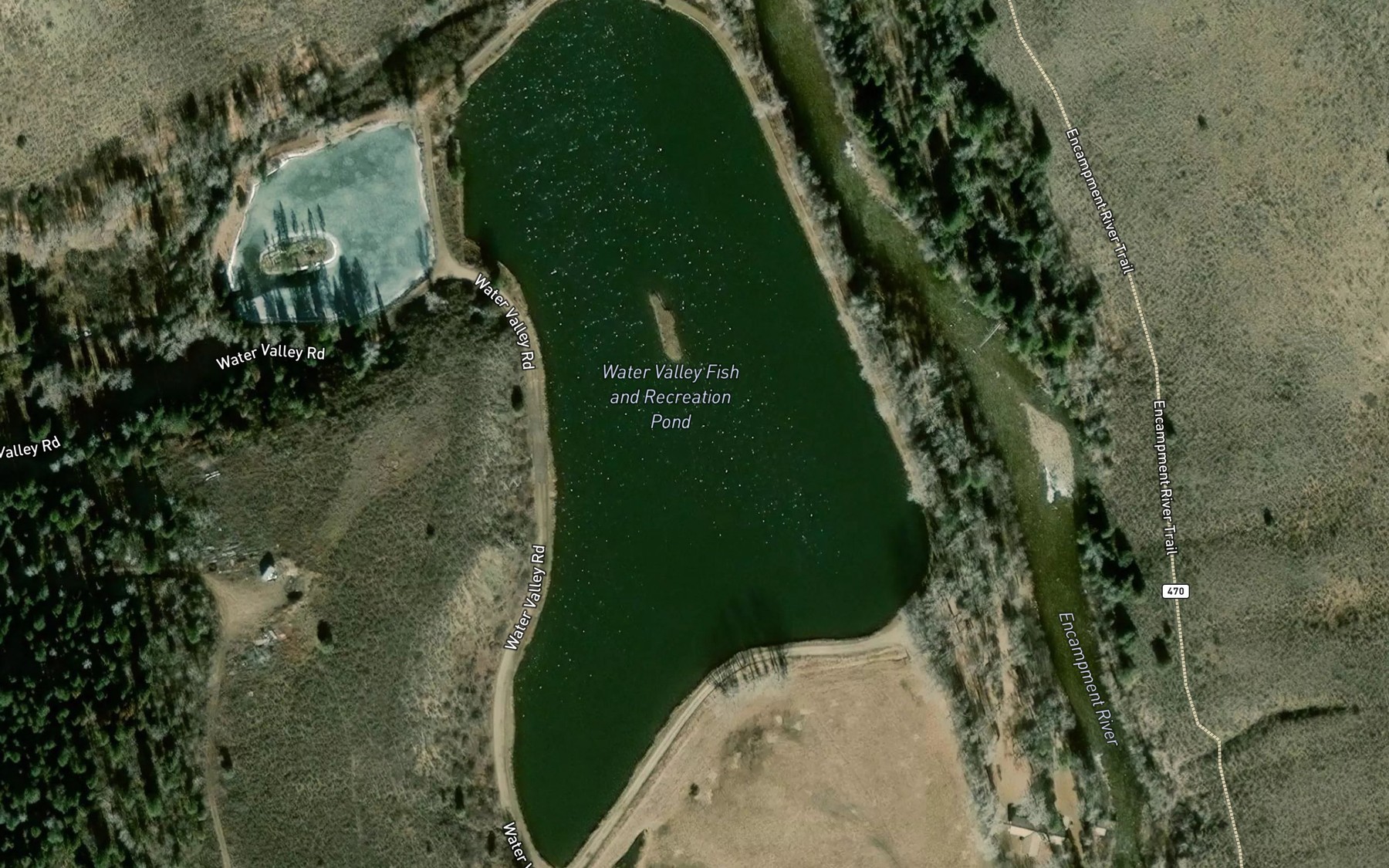 Satellite map of the Water Valley Fish and Recreation Pond