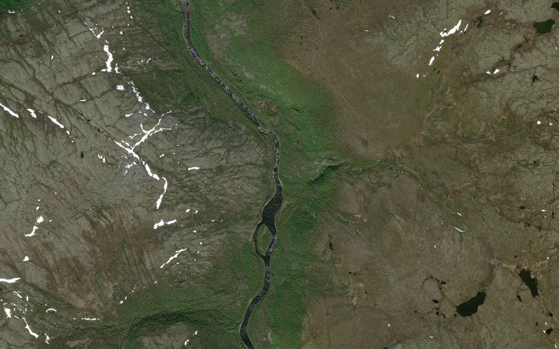 Satellite map of the Bieskkejohka