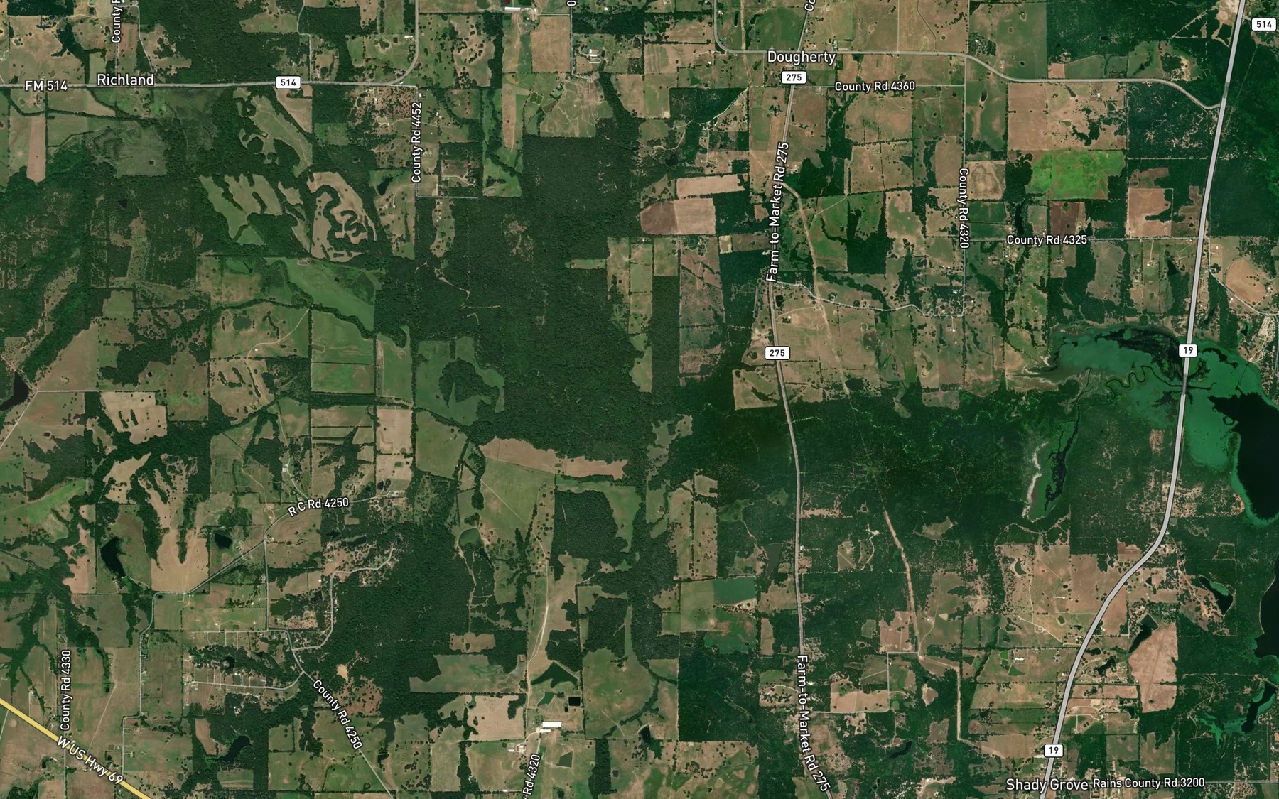 Satellite map of the Rains Branch
