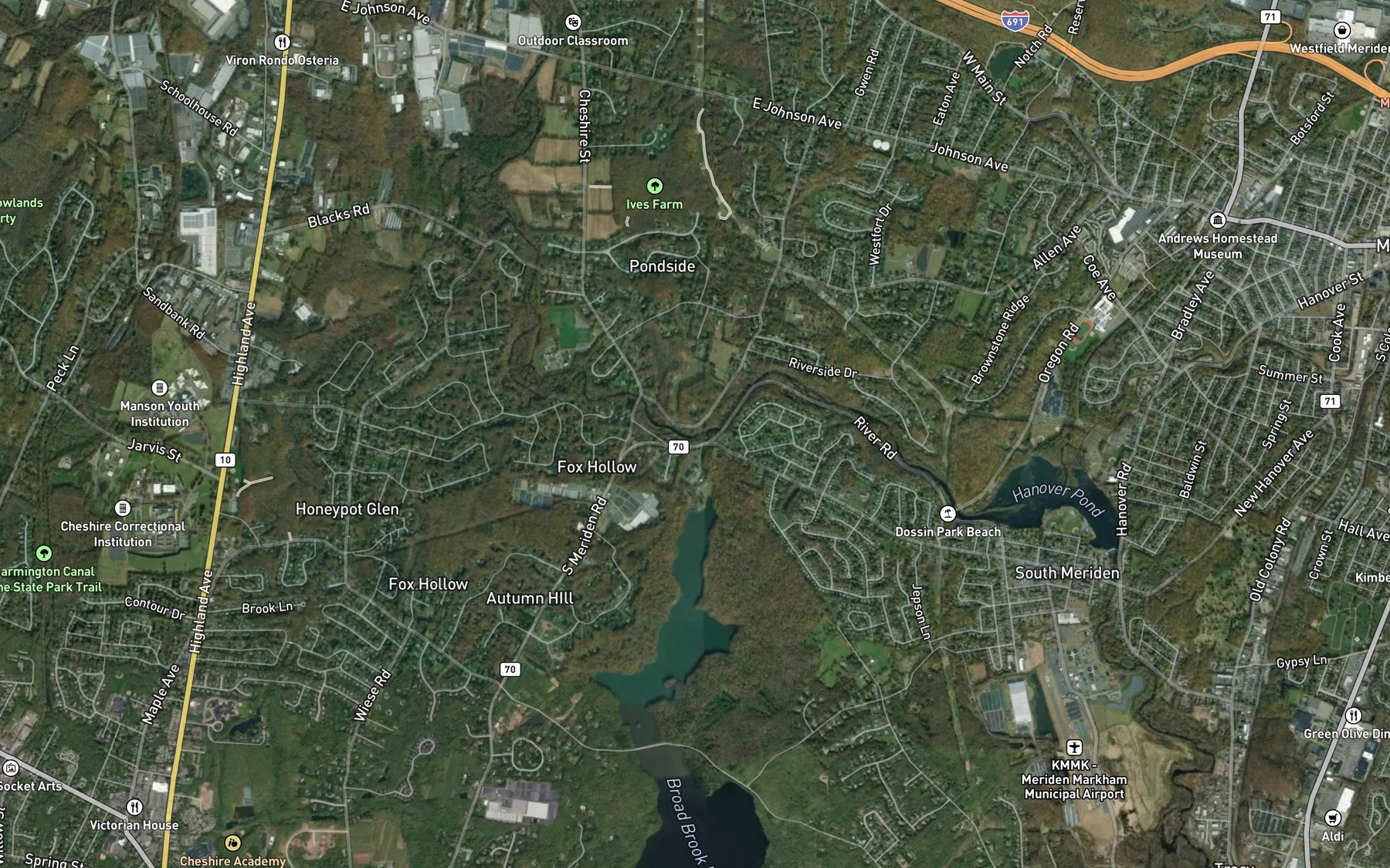 Satellite map of the Broad Brook