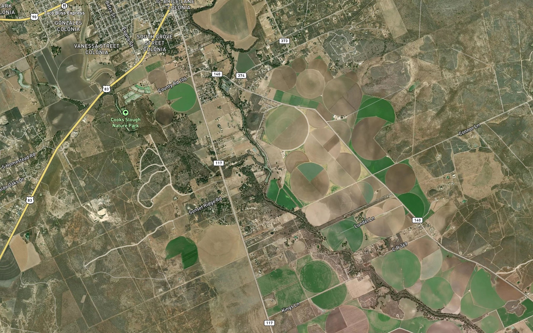 Satellite map of the Cooks Slough
