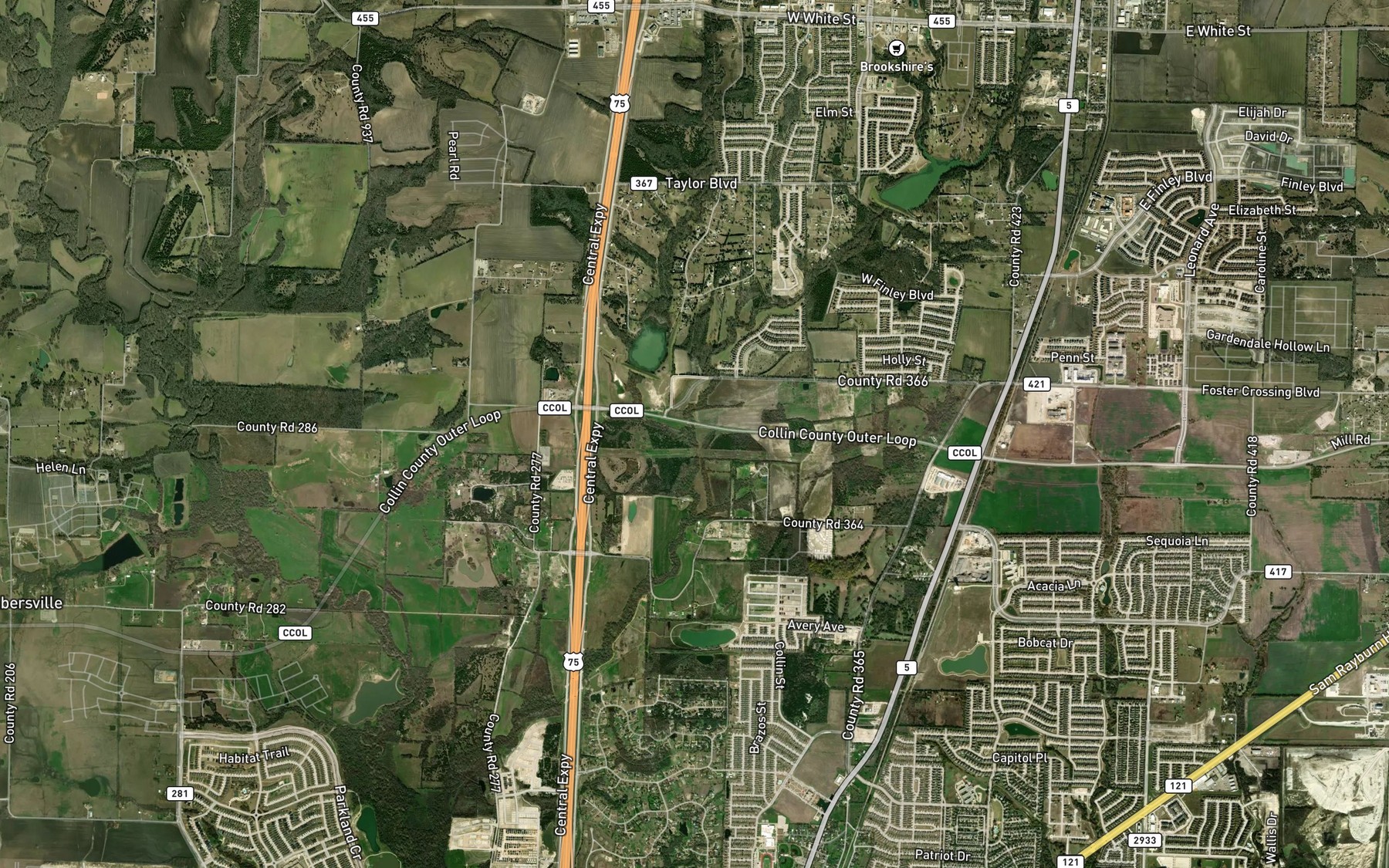 Satellite map of the Slayter Creek