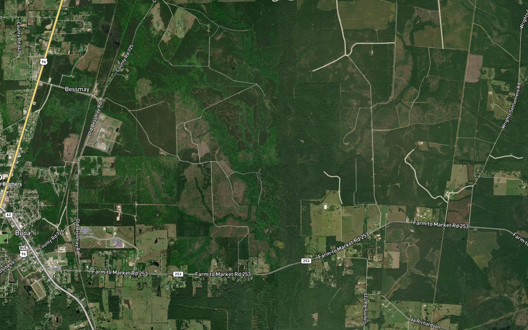 Satellite map of the Red Bank Creek