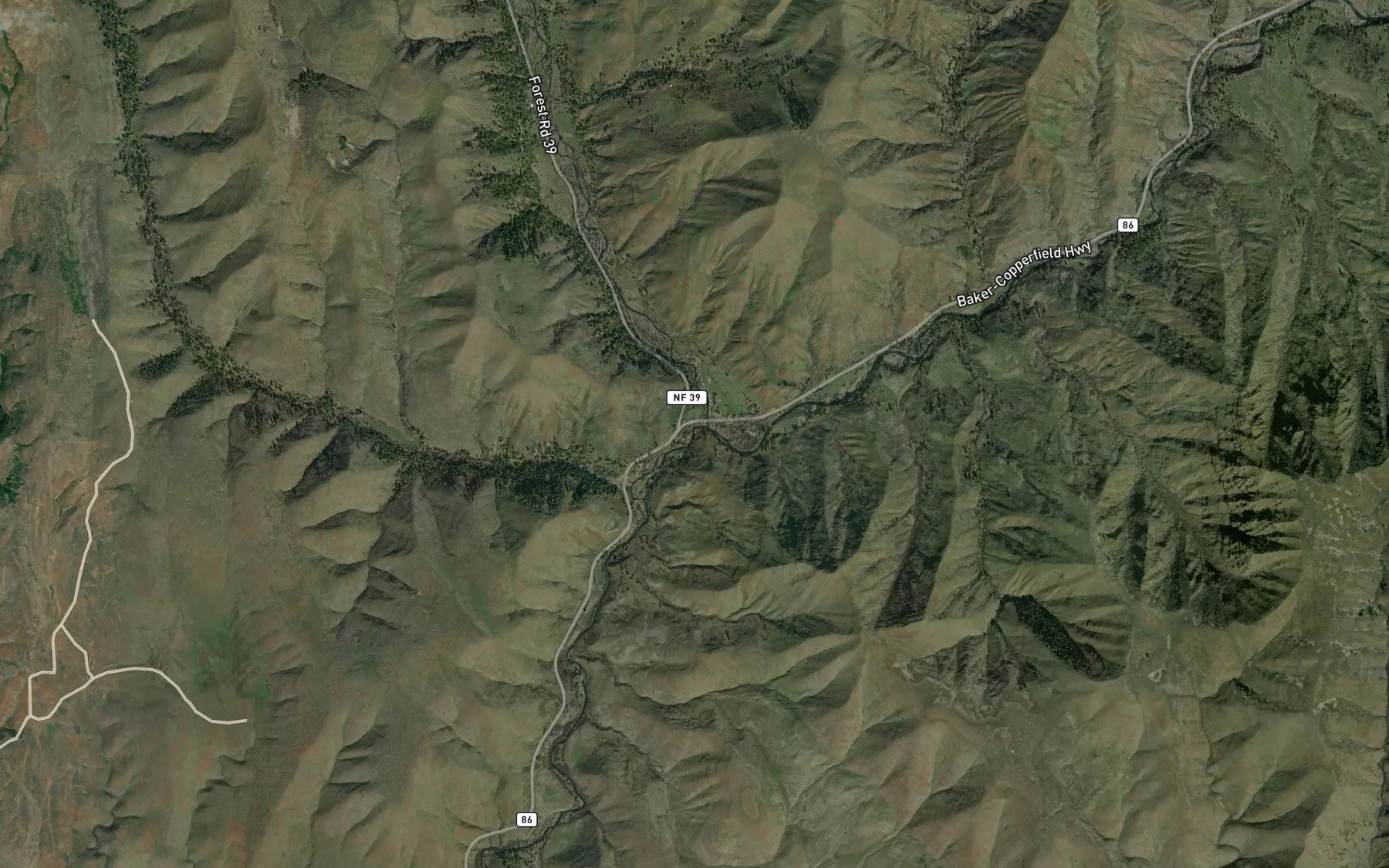 Satellite map of the North Pine Creek