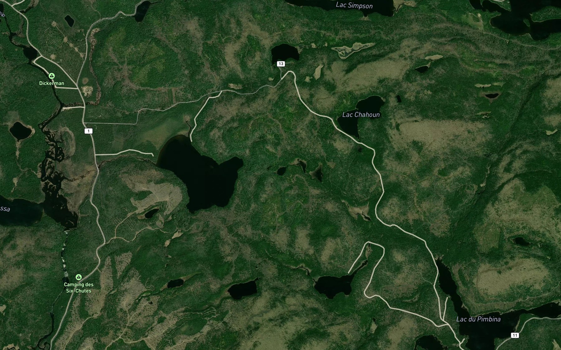 Satellite map of the Lac Hazen