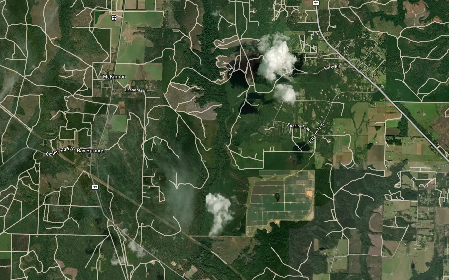 Satellite map of the McDade Creek