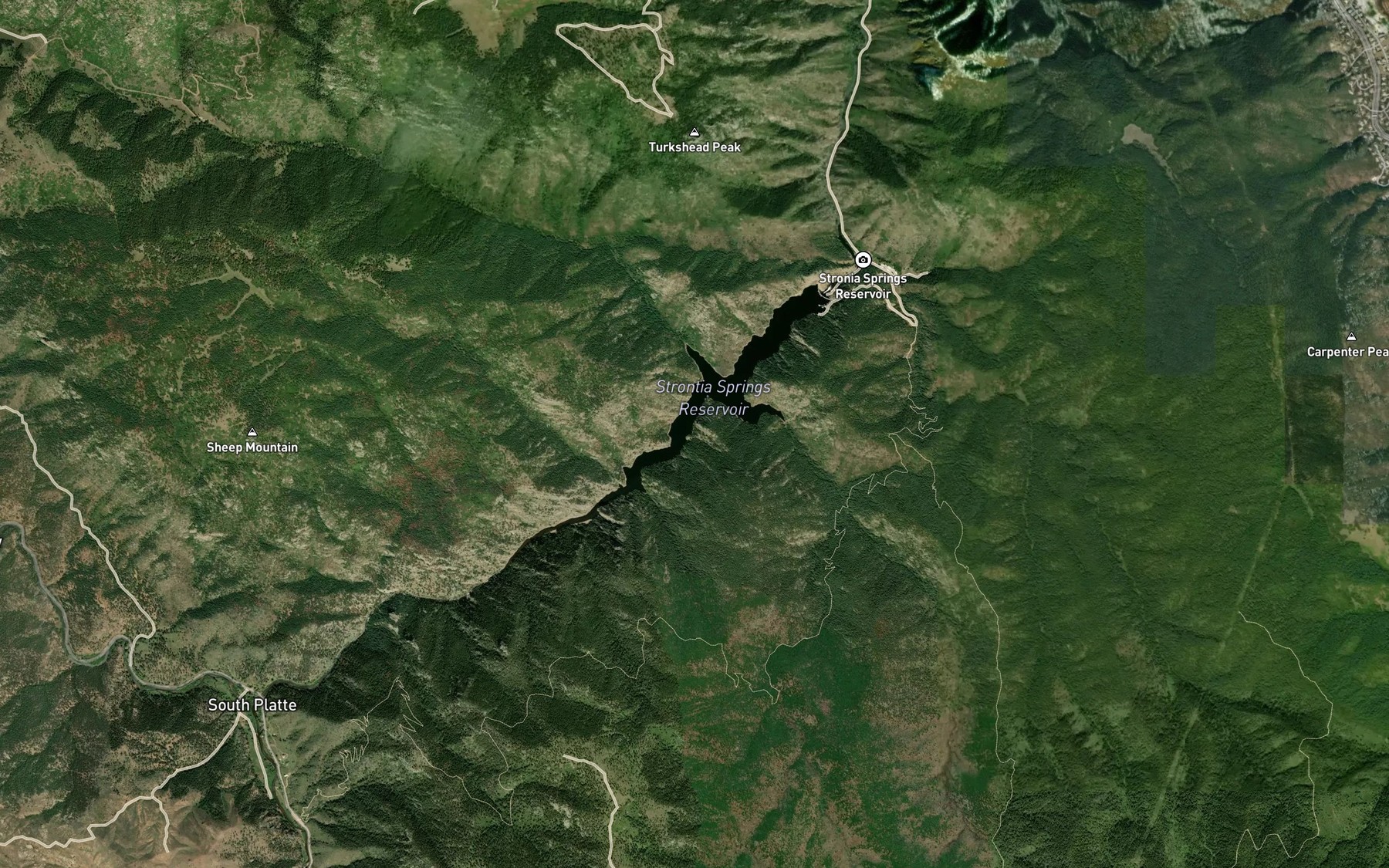 Satellite map of the Strontia Spring