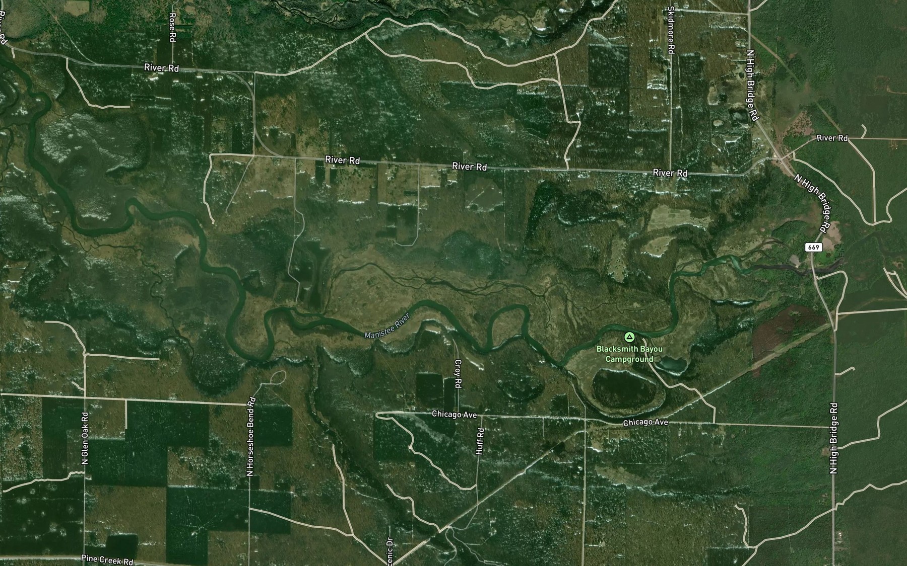 Satellite map of the Browns Bayou