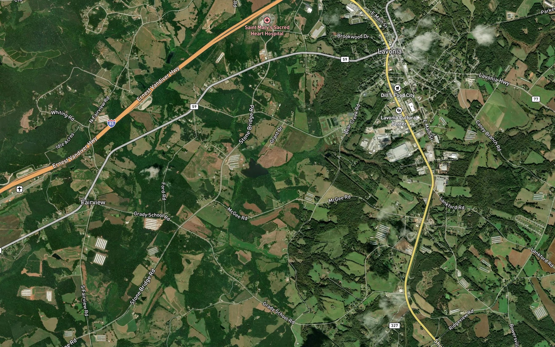 Satellite map of the Bear Creek