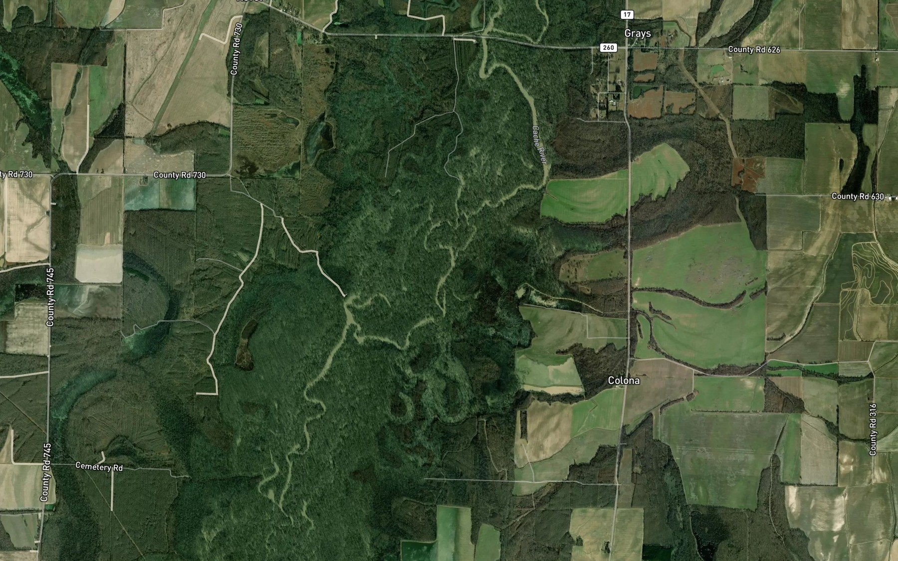 Satellite map of the Miller Branch