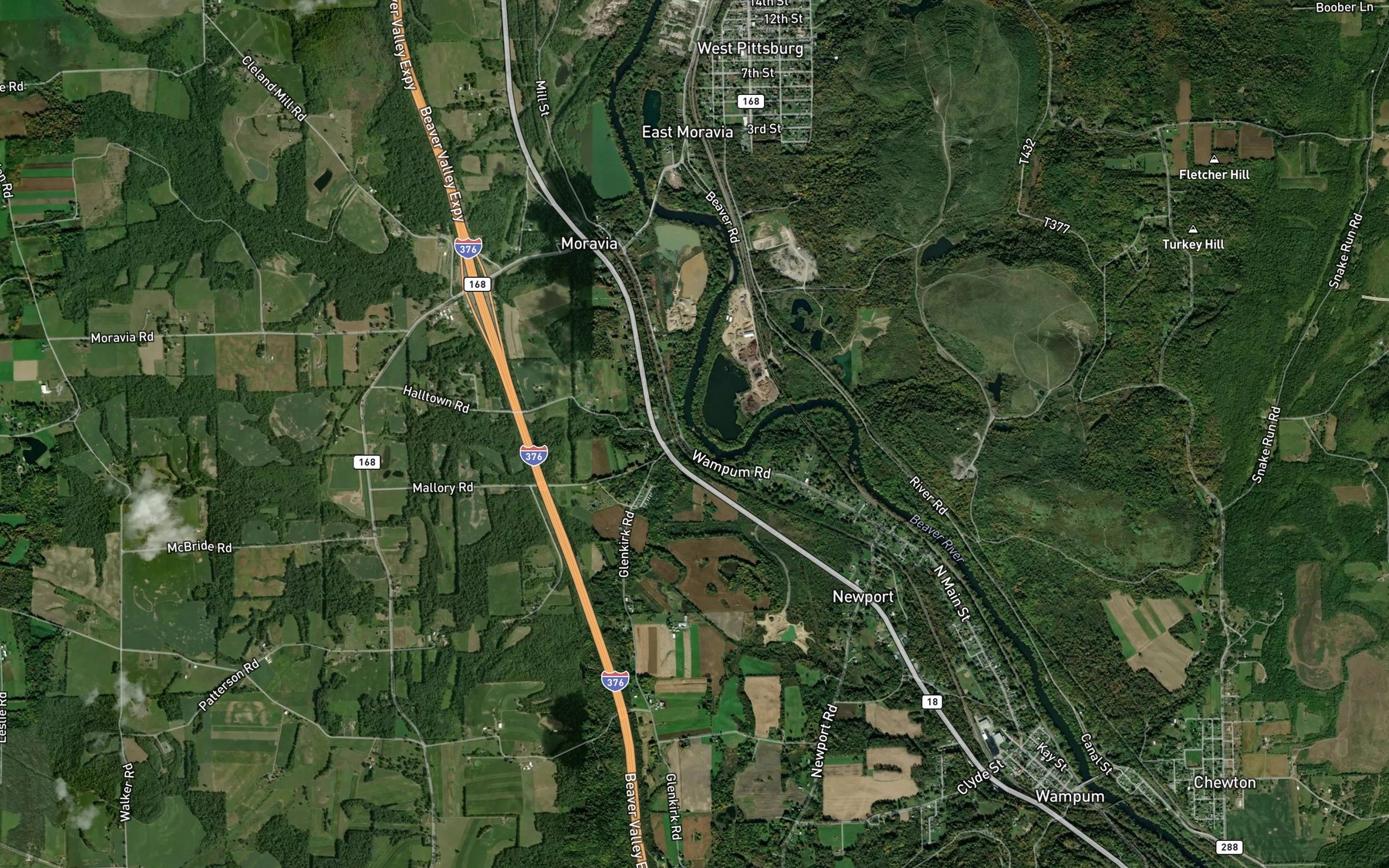 Satellite map of the Jenkins Run