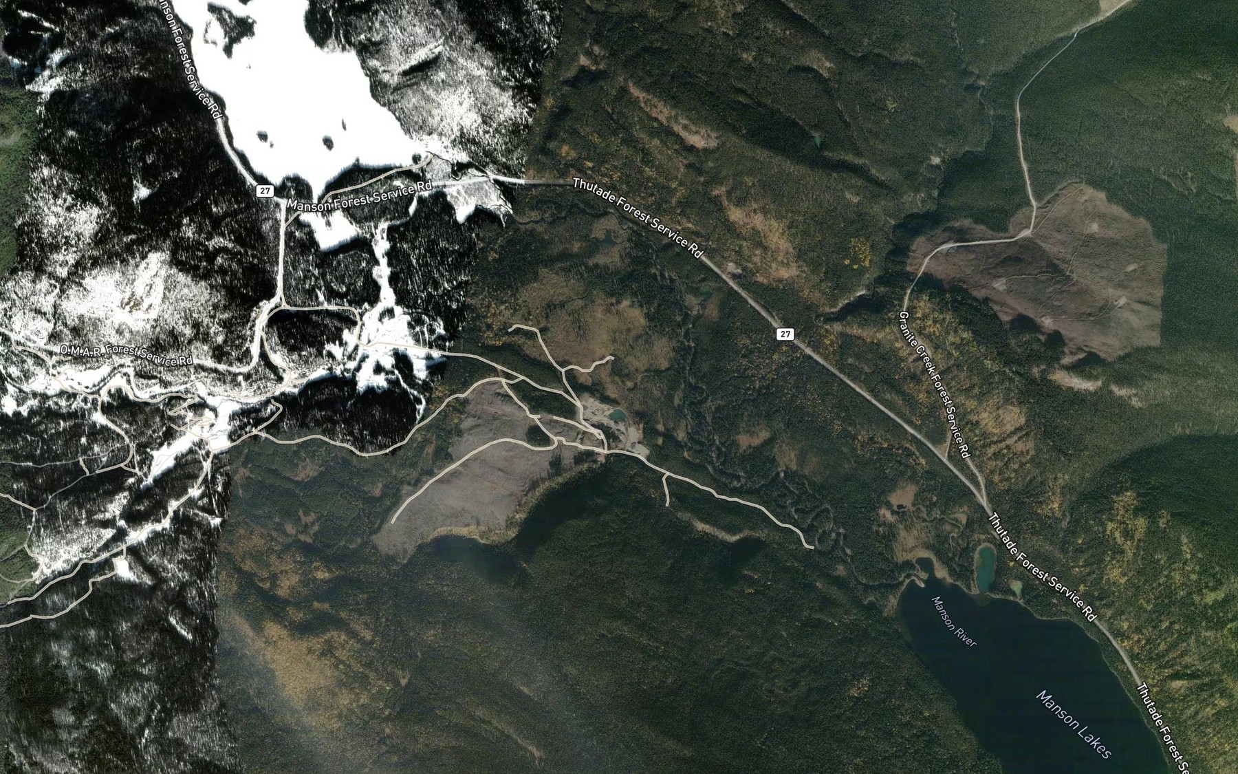 Satellite map of the Wolverine Creek