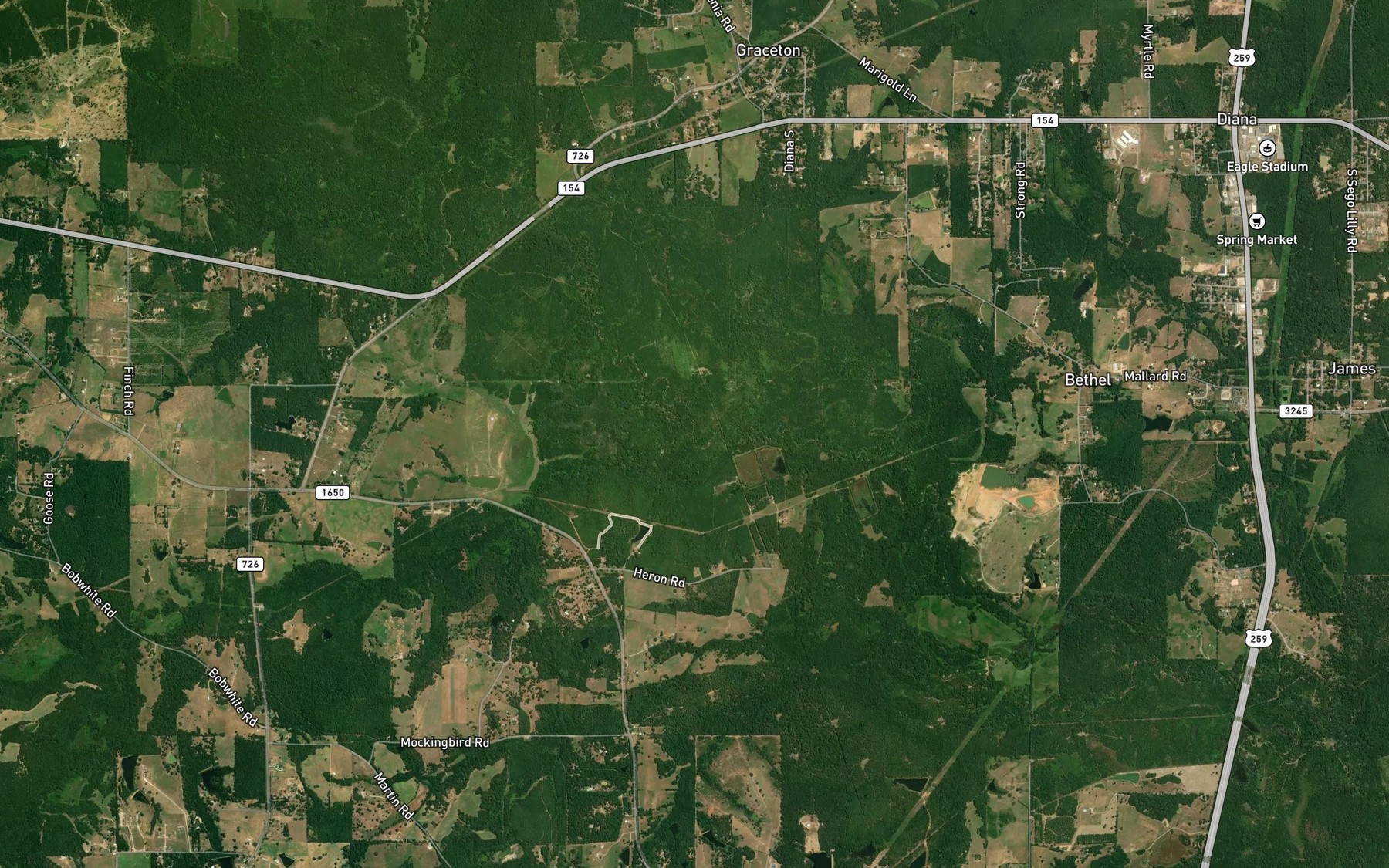 Satellite map of the Clear Creek