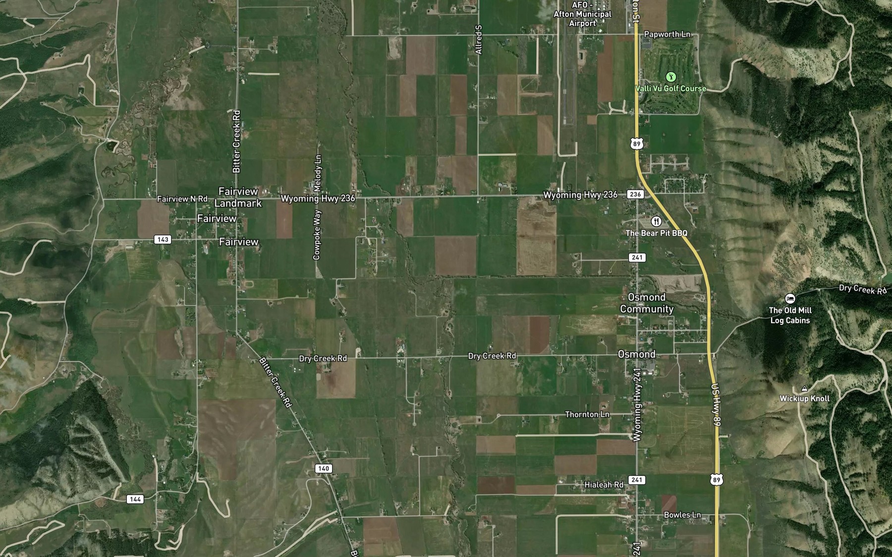 Satellite map of the Dry Creek
