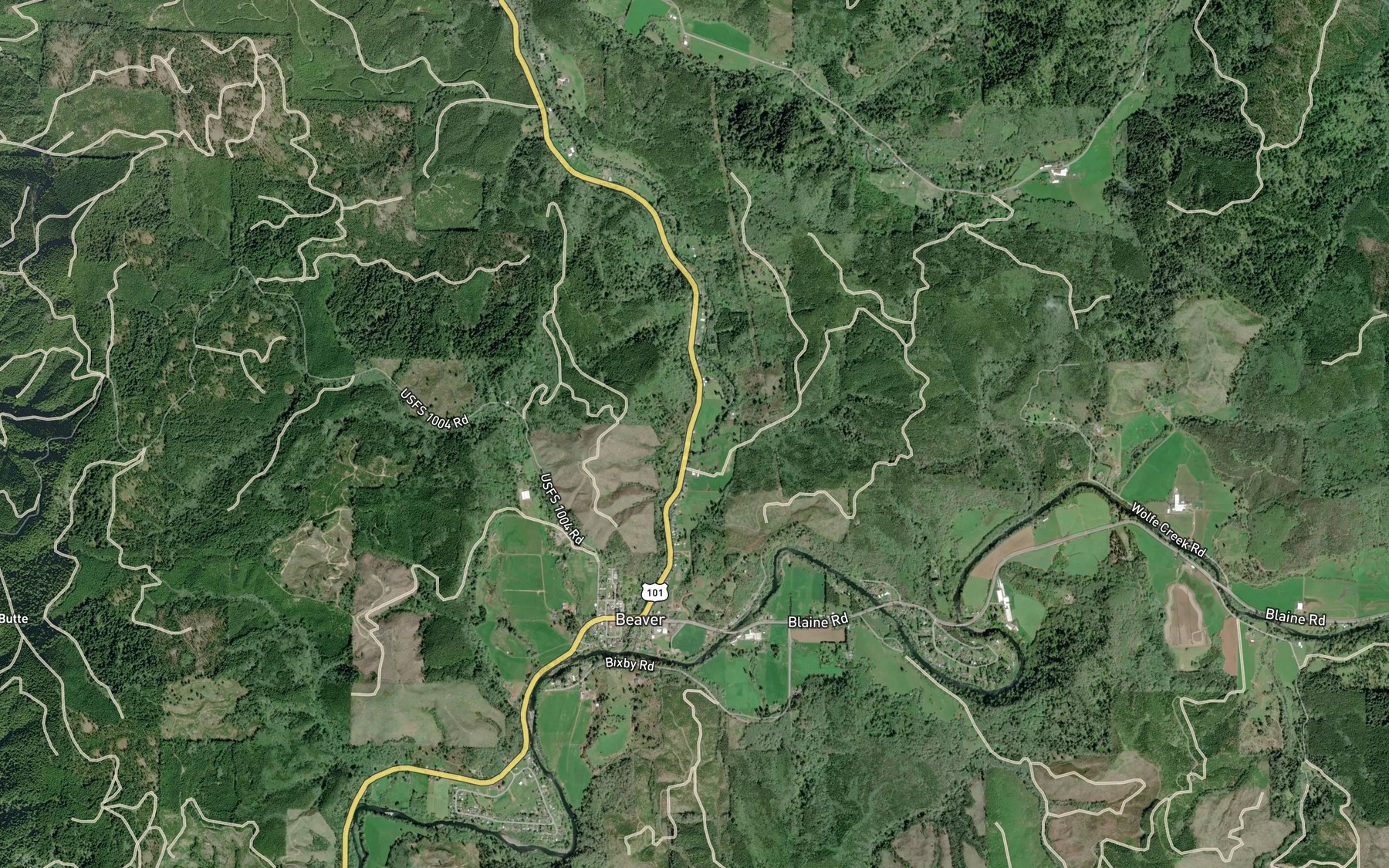 Satellite map of the Hester Creek