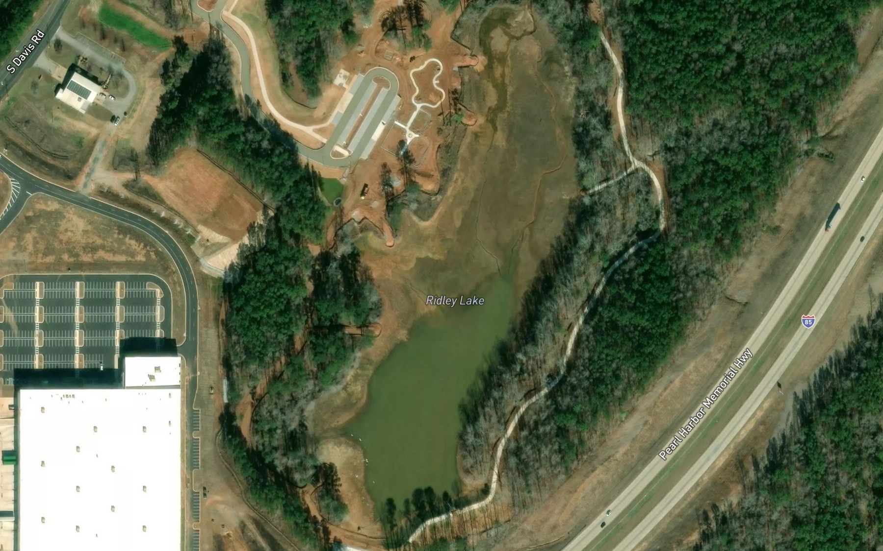 Satellite map of the Ridley Lake