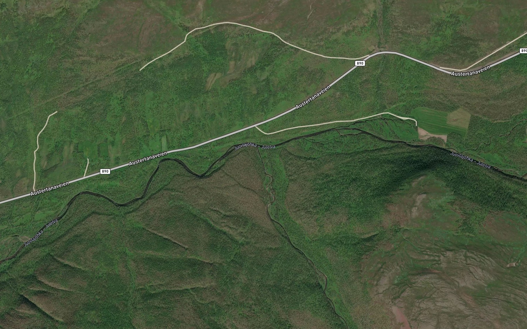 Satellite map of the Viercajohka