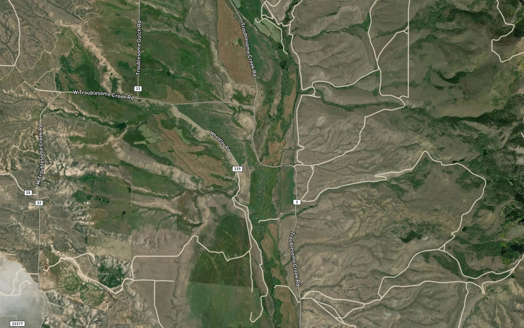 Satellite map of the Waste Creek