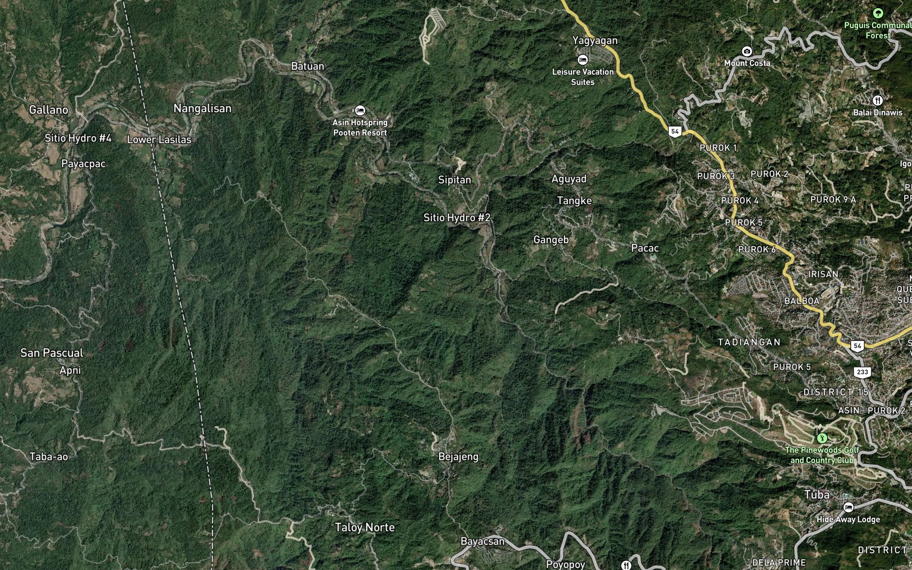 Satellite map of the Irisan River