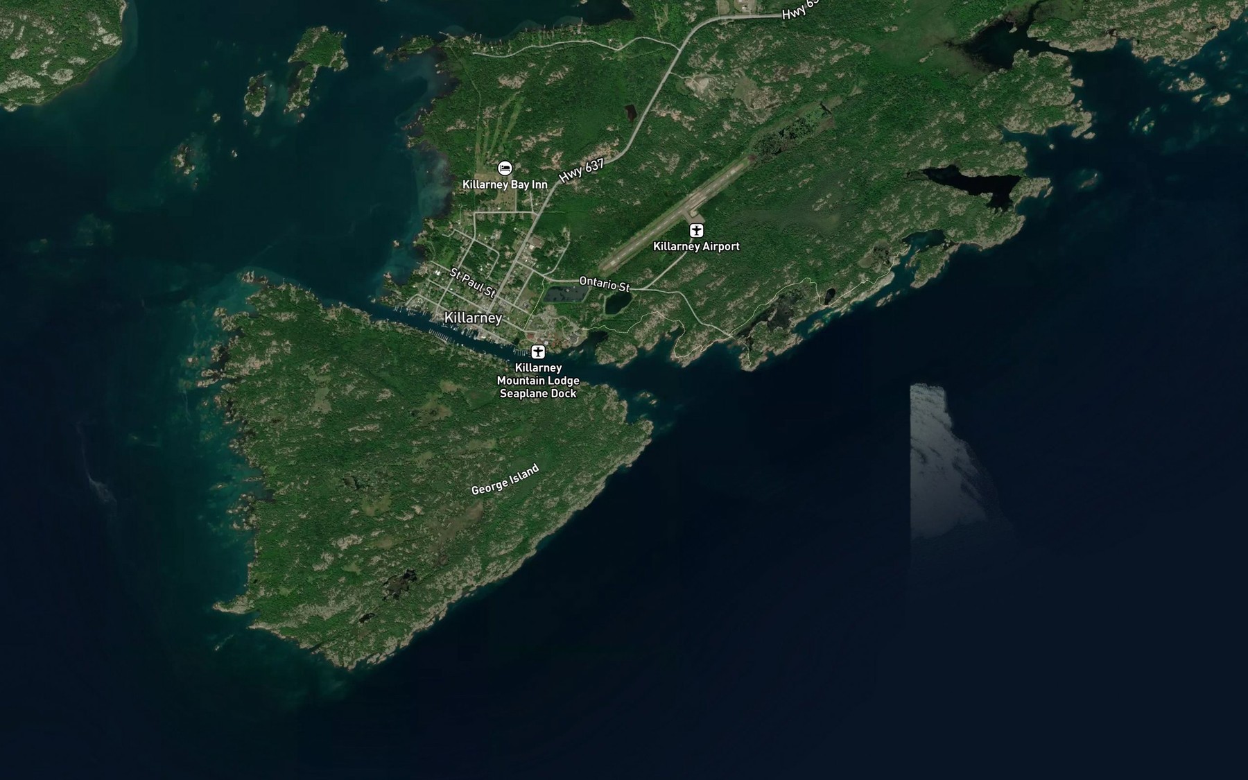 Satellite map of the Thebo Cove