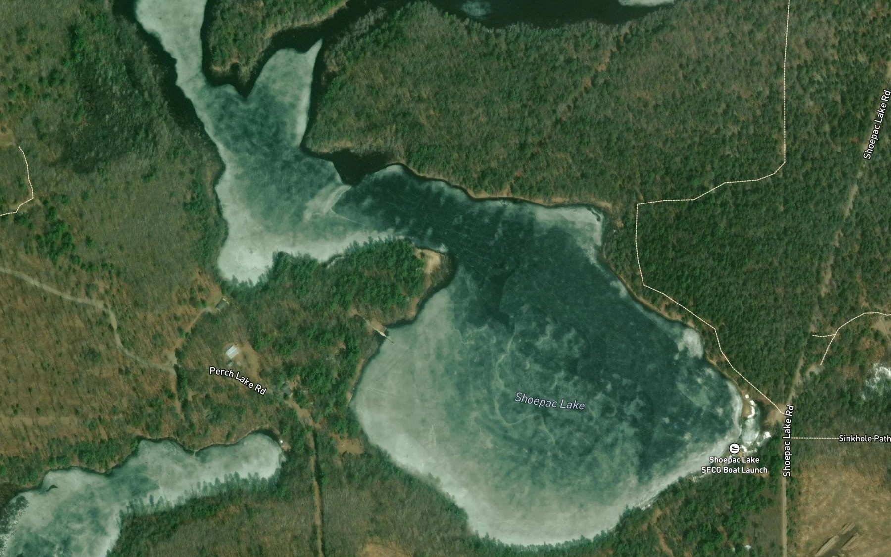 Satellite map of the Shoepac Lake