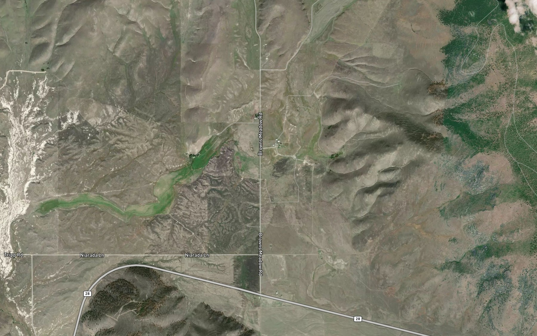 Satellite map of the Cromwell Creek
