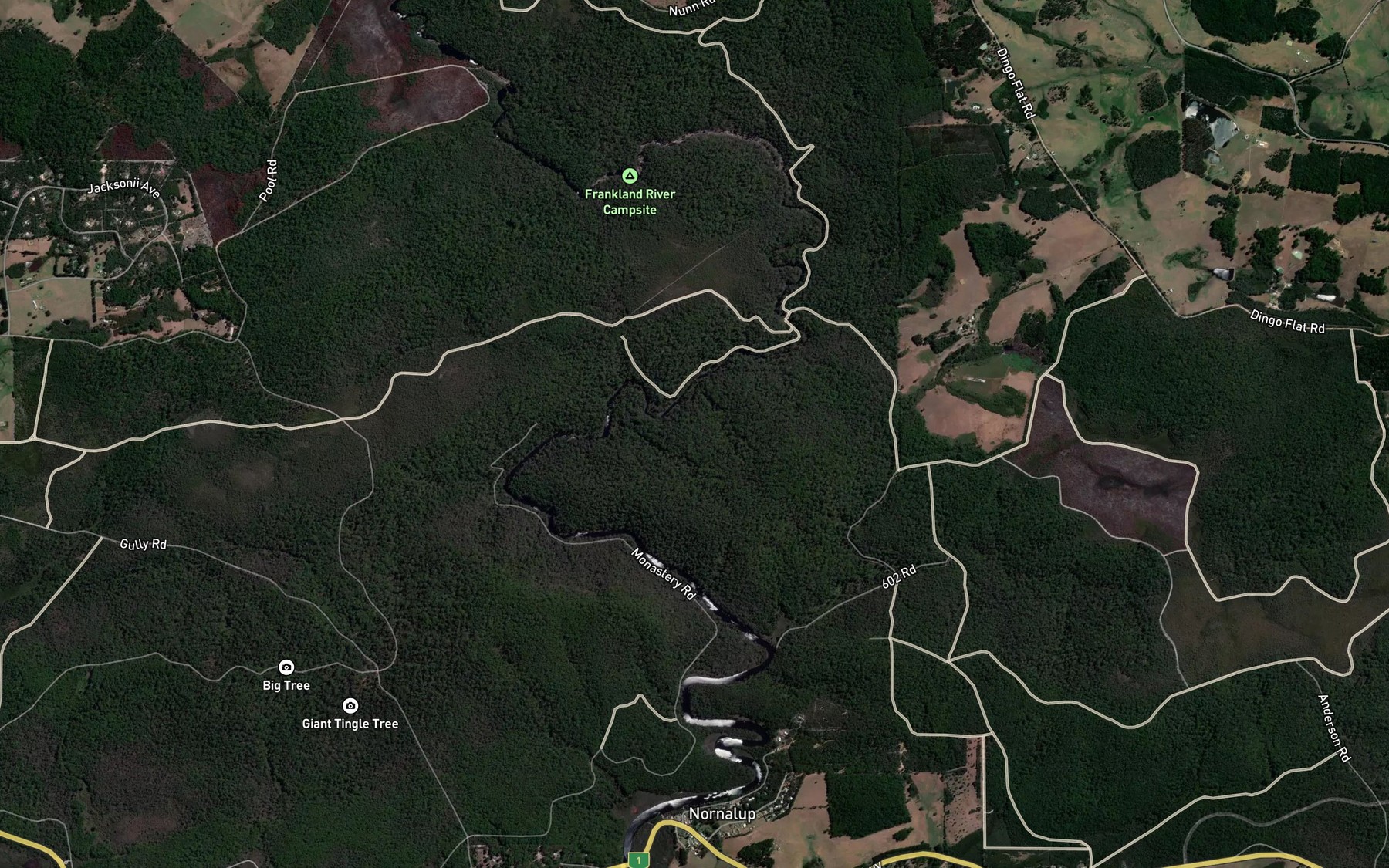 Satellite map of the Frankland River